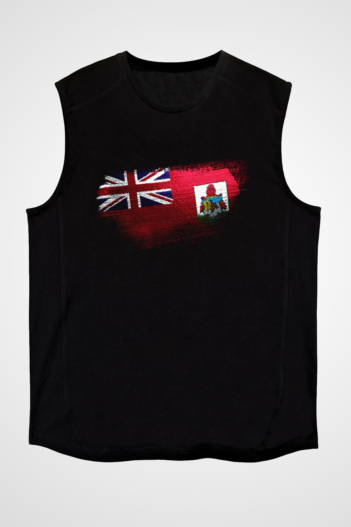 Bermuda Bayrağı Baskılı Unisex Siyah Kolsuz Tişört