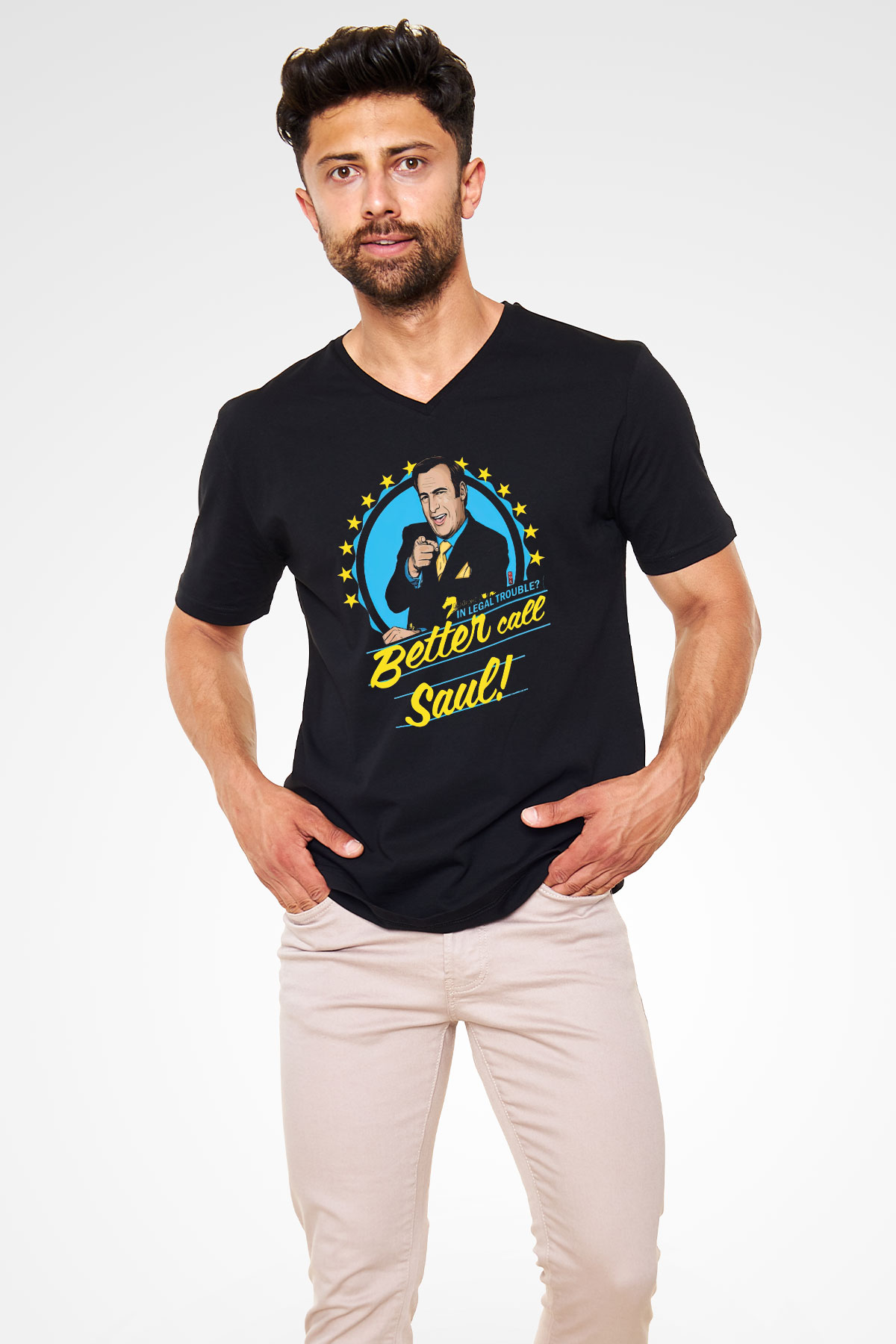 Better Call Saul Siyah Unisex V Yaka Tişört T-Shirt