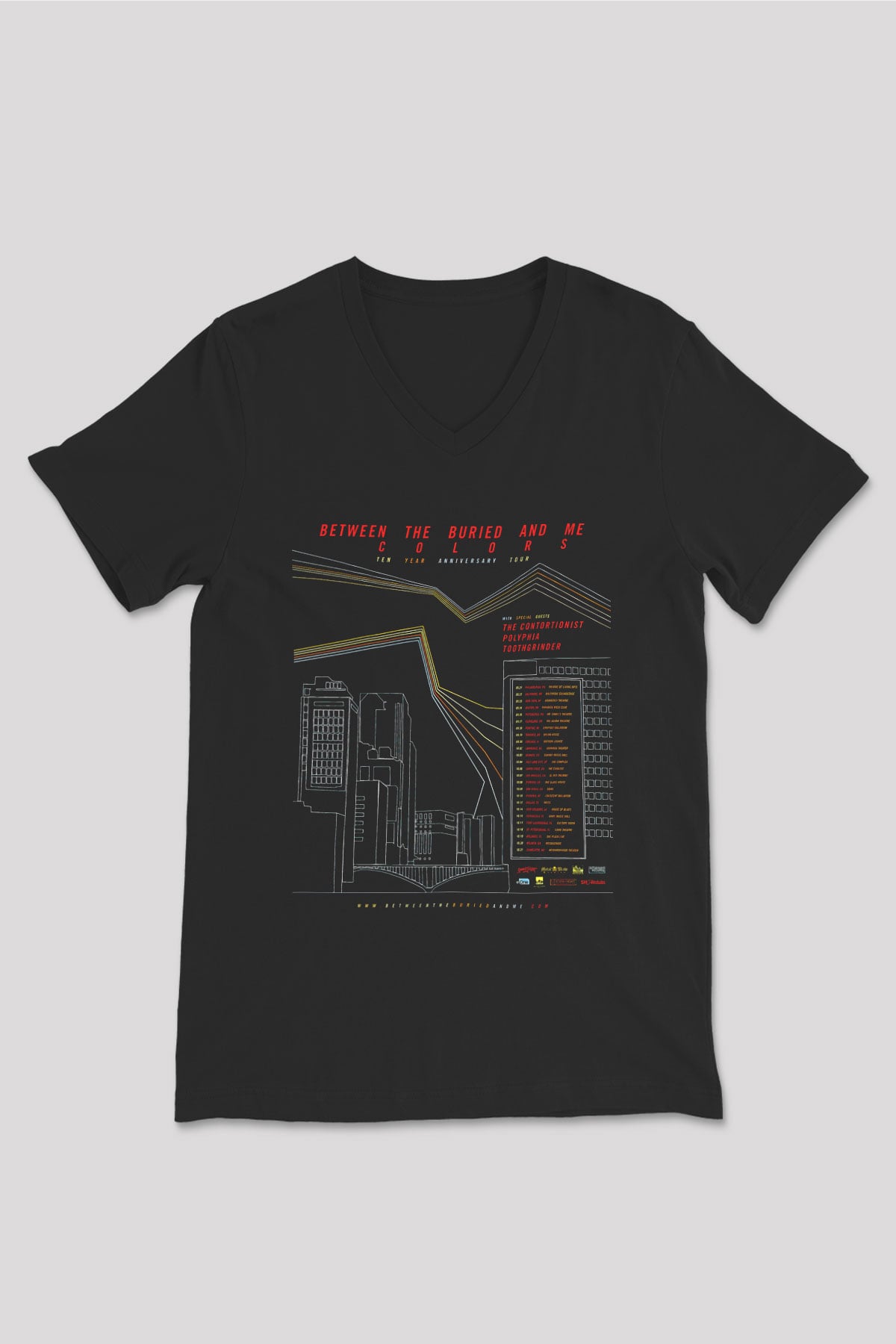 Between The Buried And Me Baskılı Unisex Siyah V Yaka Tişört - Tshirt