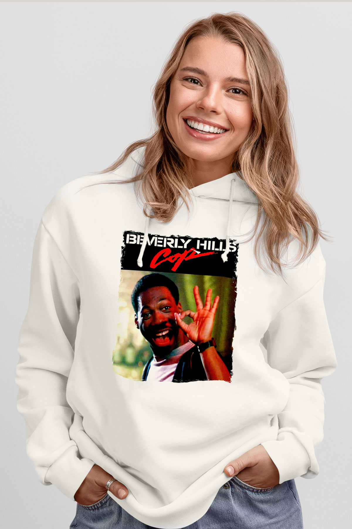 Beverly Hills Cop Beyaz Unisex Hoodie