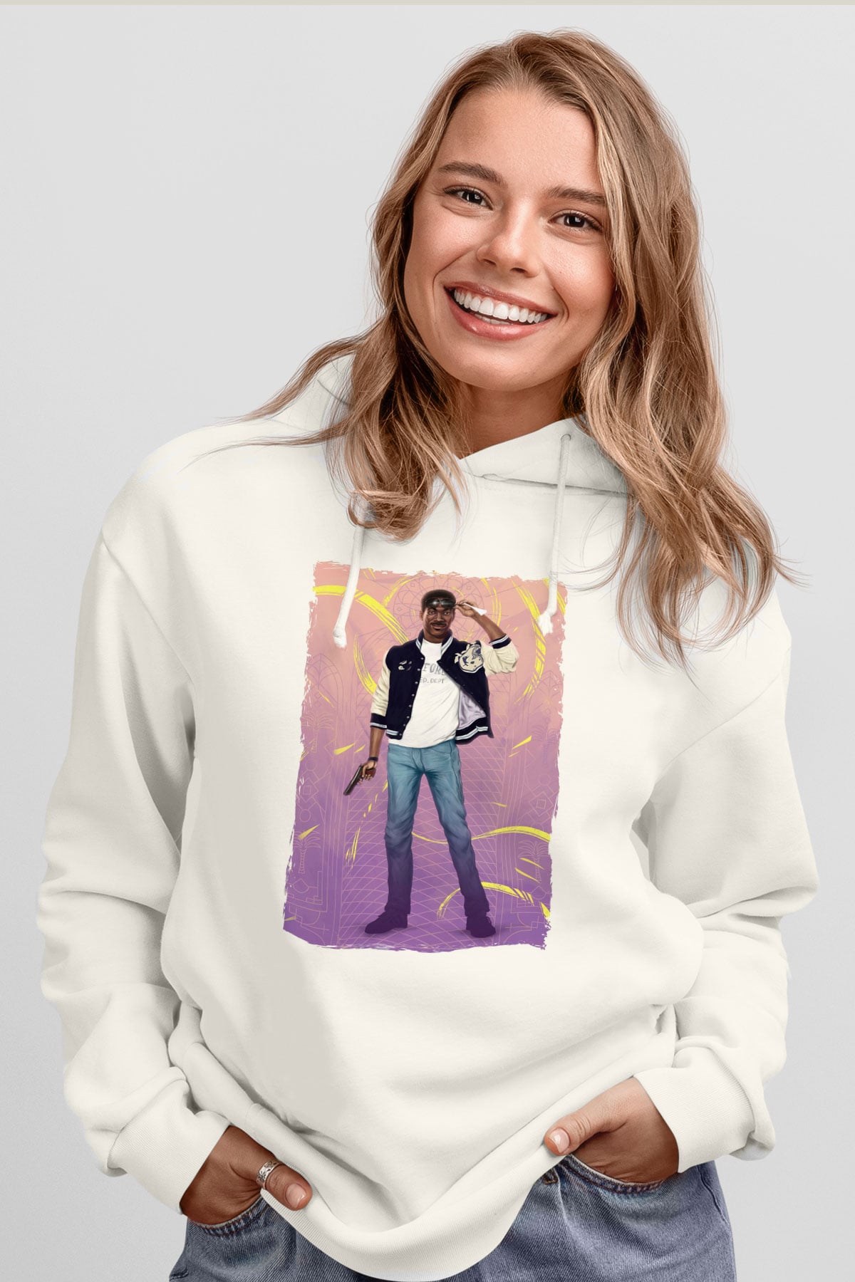 Beverly Hills Cop Beyaz Unisex Hoodie