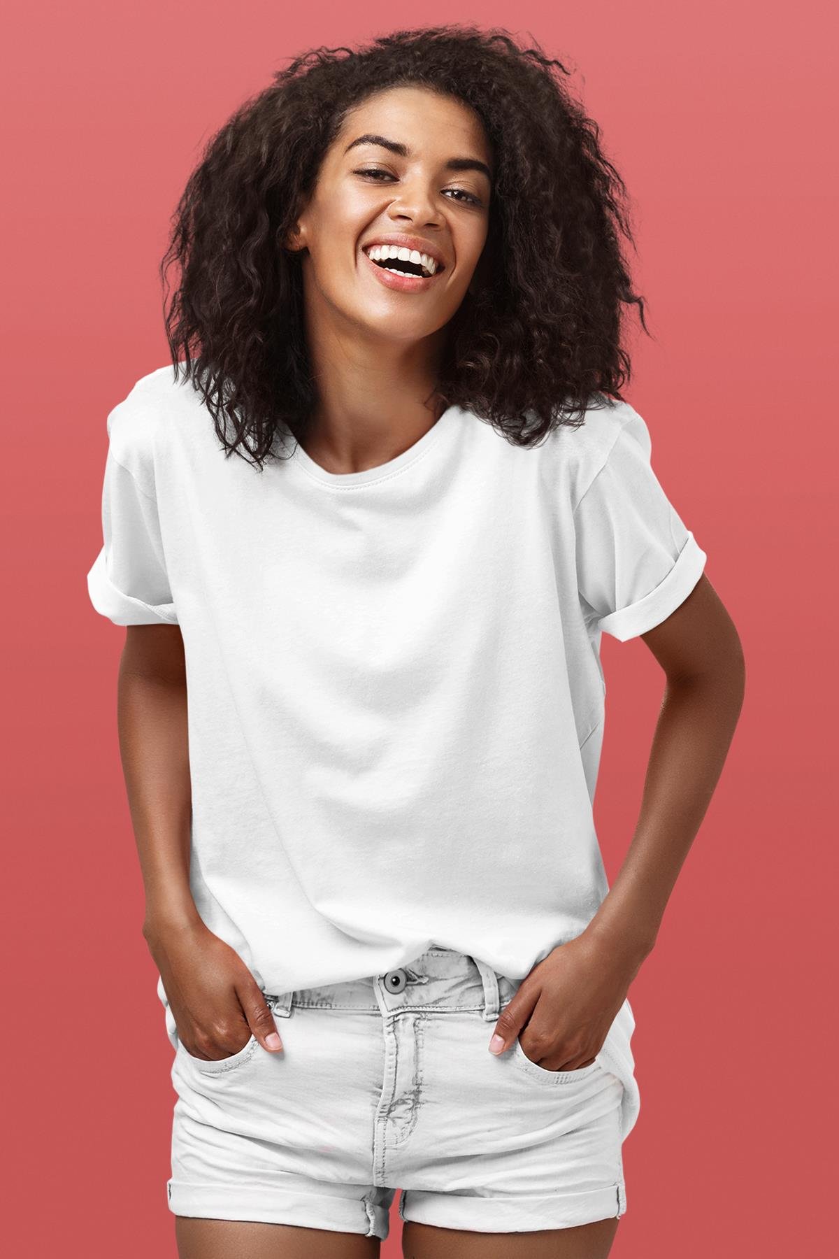 Beyaz Basic Unisex Tişört T-Shirt - TişörtFabrikası