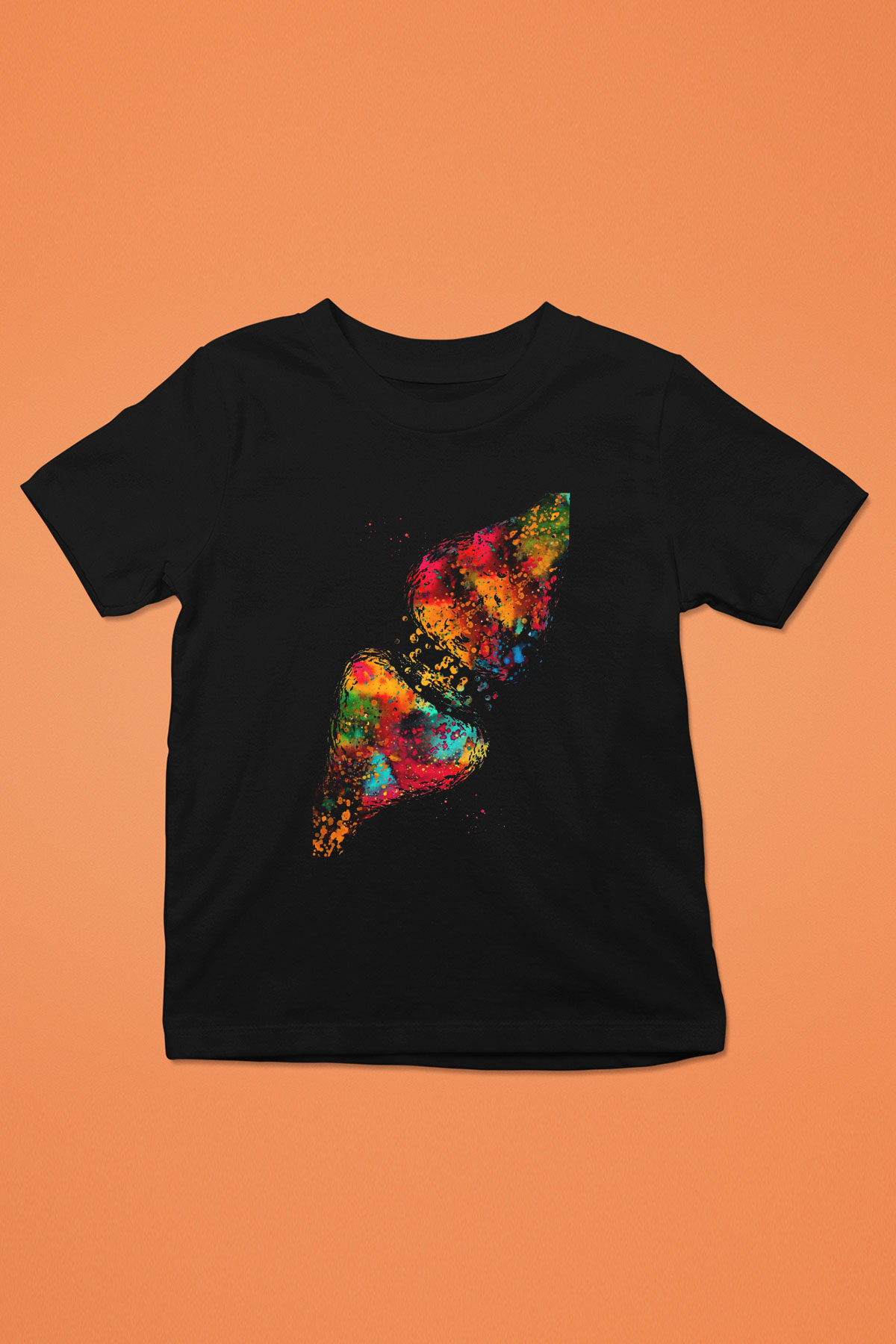 Beyin Sinaps Baskılı Unisex Siyah Çocuk Tişörtü - Tshirt