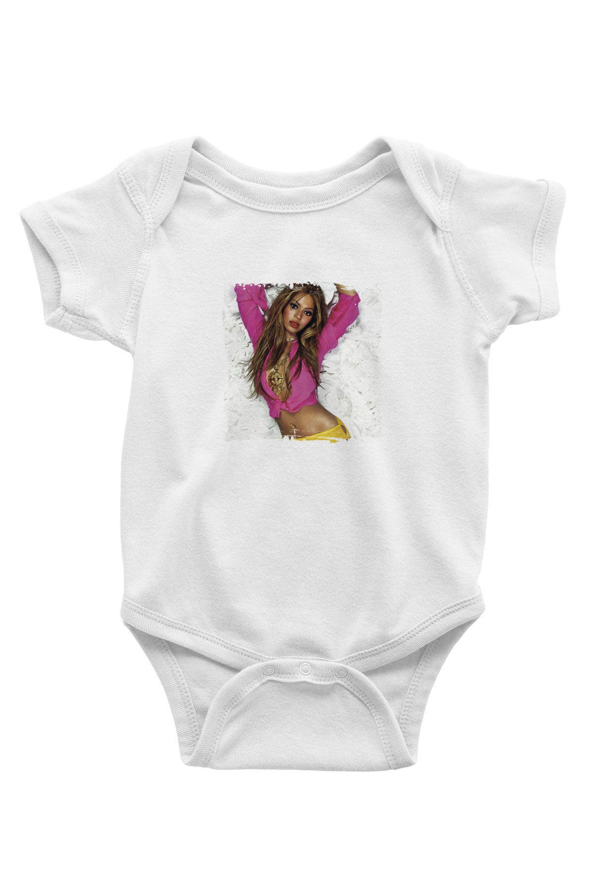 Beyonce Baskılı Unisex Beyaz Bebek Body - Zıbın