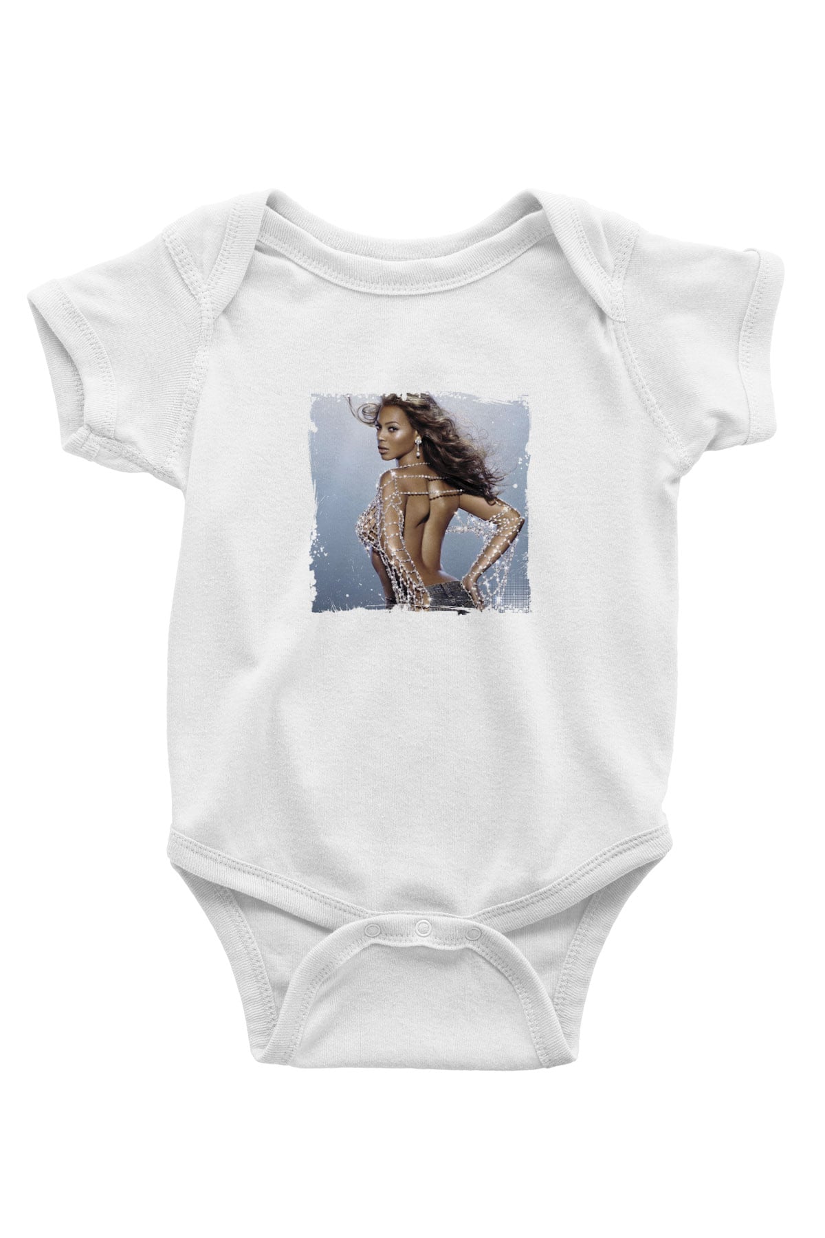 Beyonce Baskılı Unisex Beyaz Bebek Body - Zıbın