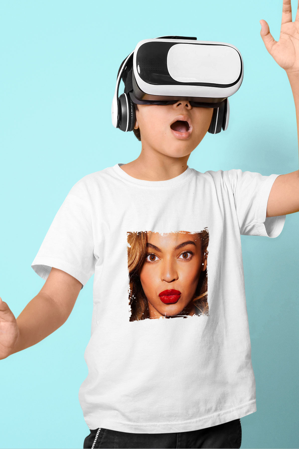 Beyonce Baskılı Unisex Beyaz Çocuk Tişört