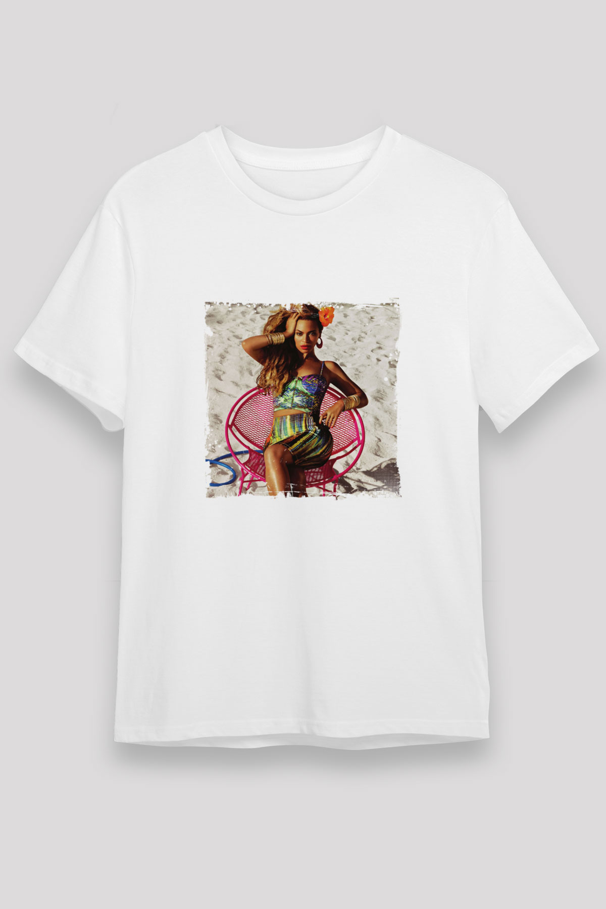 Beyonce Baskılı Unisex Beyaz Tişört