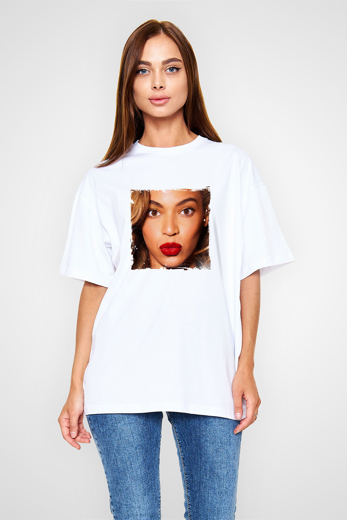 Beyonce Baskılı Unisex Beyaz Tişört