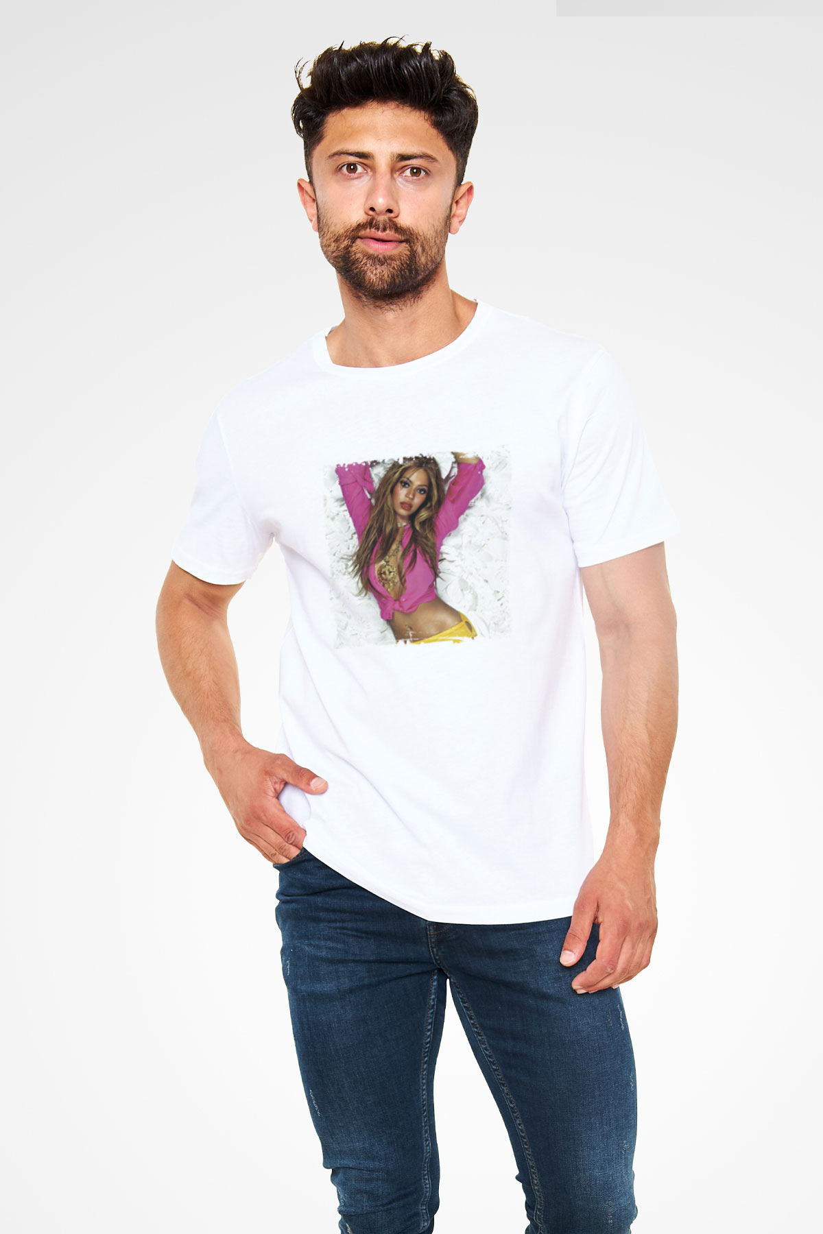 Beyonce Baskılı Unisex Beyaz Tişört
