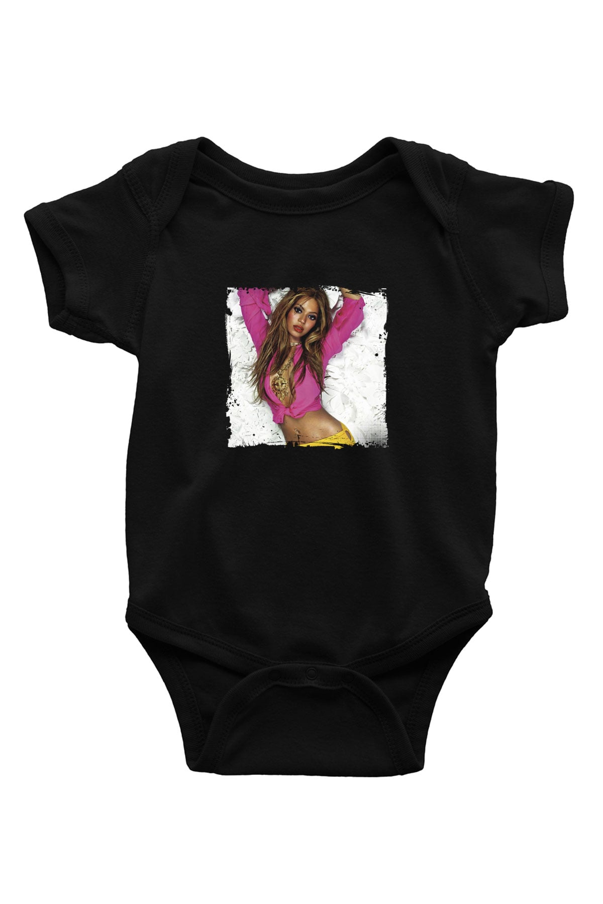 Beyonce Baskılı Unisex Siyah Bebek Body - Zıbın