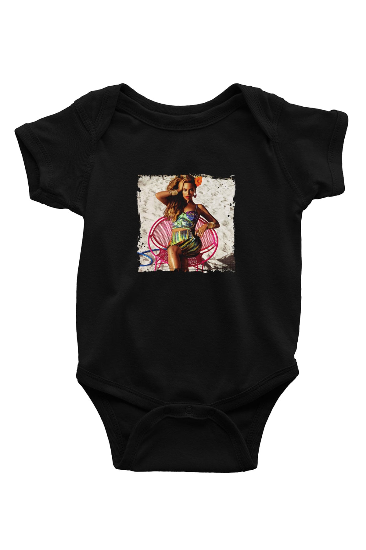 Beyonce Baskılı Unisex Siyah Bebek Body - Zıbın
