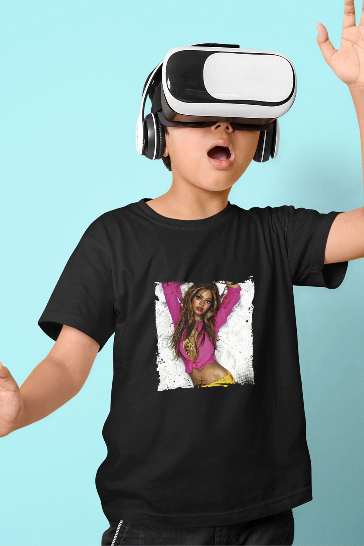 Beyonce Baskılı Unisex Siyah Çocuk Tişört