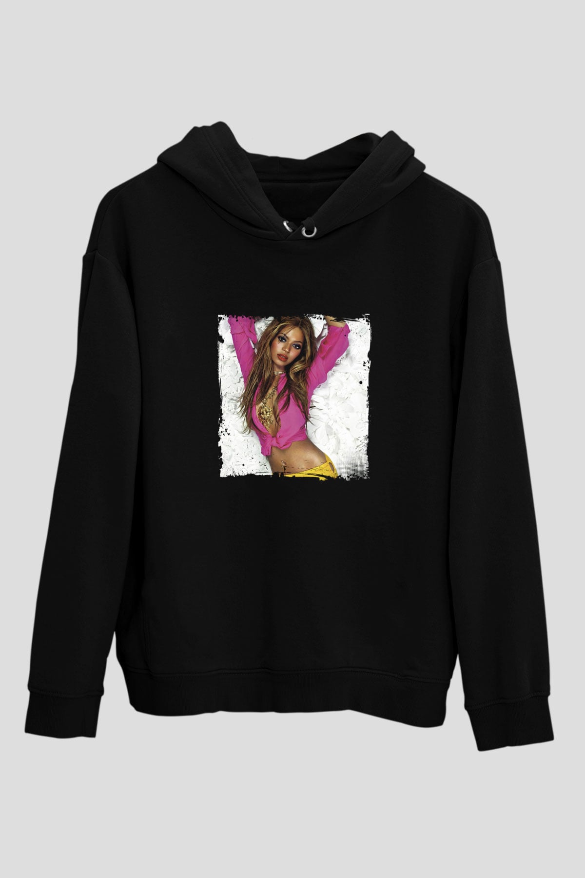 Beyonce Baskılı Unisex Siyah Hoodie