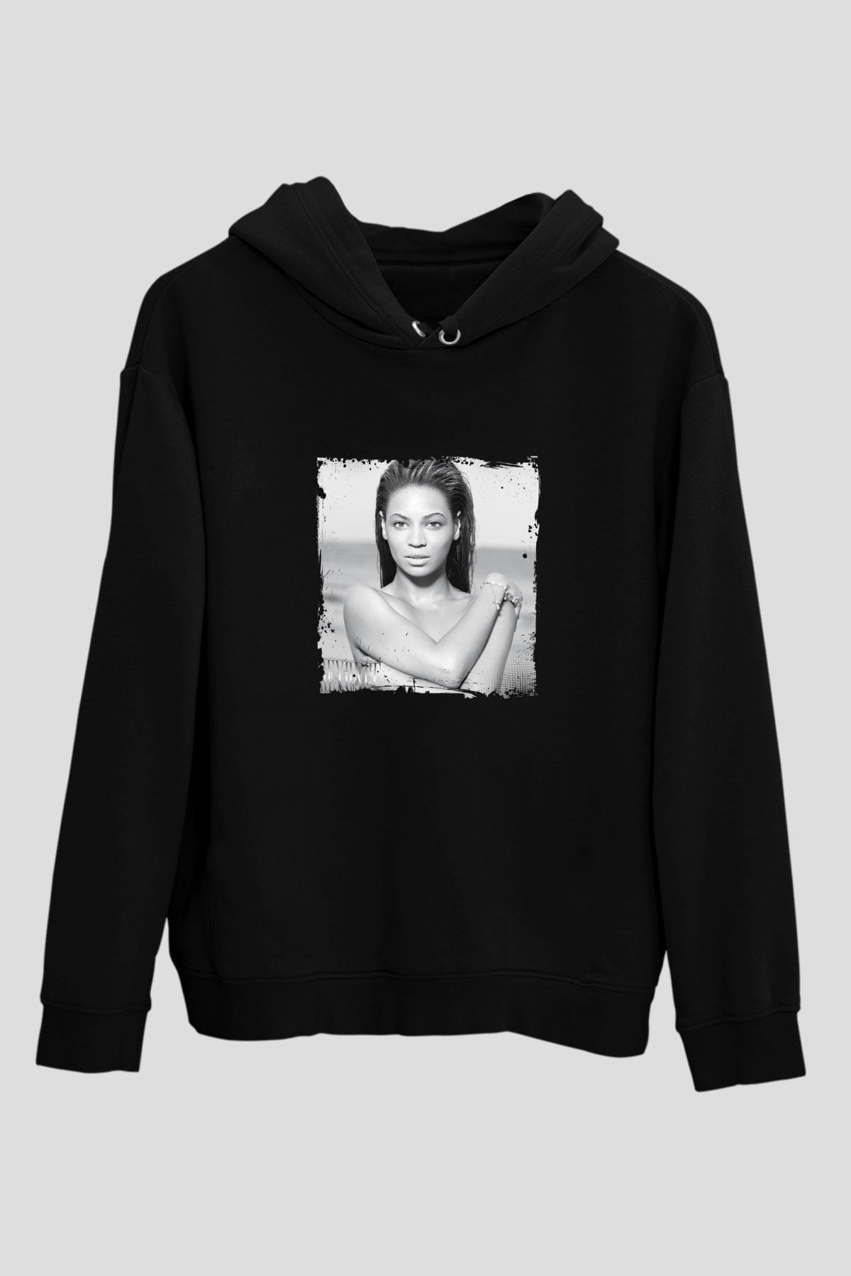 Beyonce Baskılı Unisex Siyah Hoodie