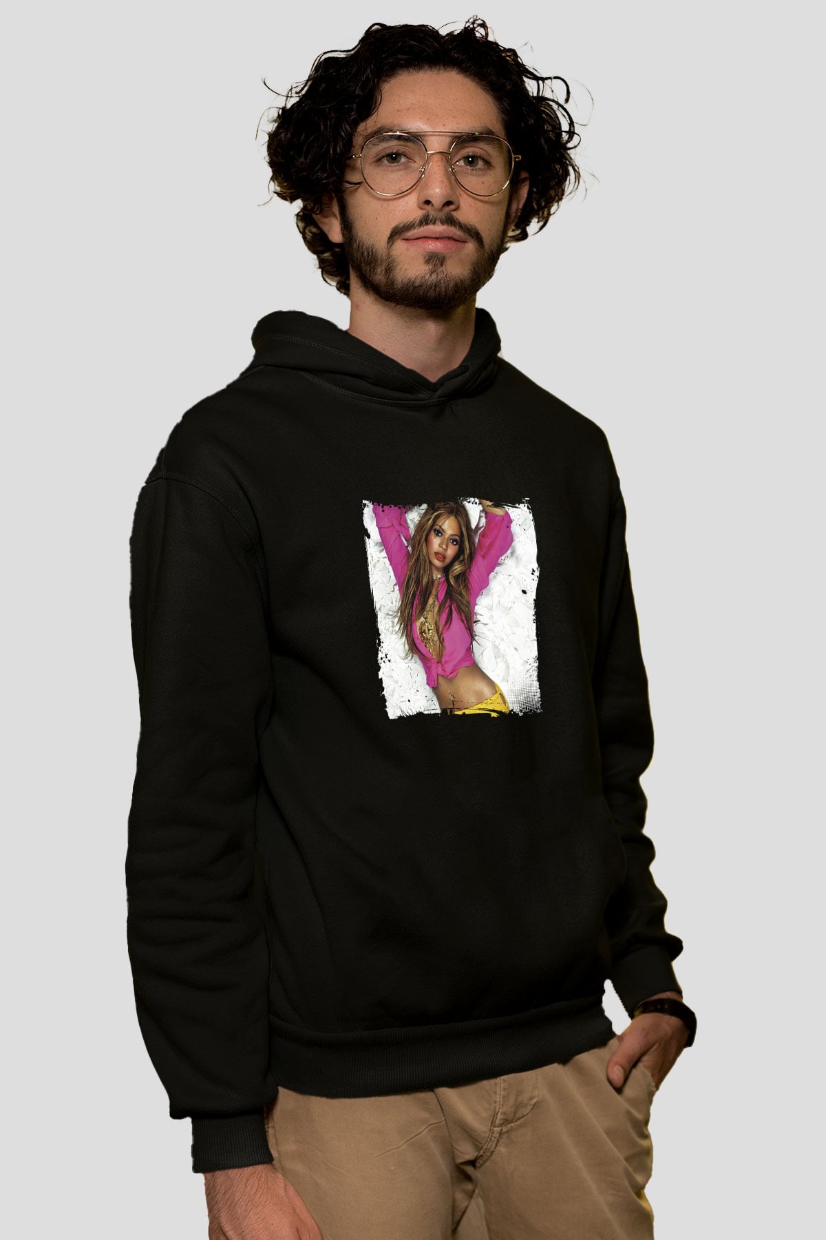 Beyonce Baskılı Unisex Siyah Hoodie