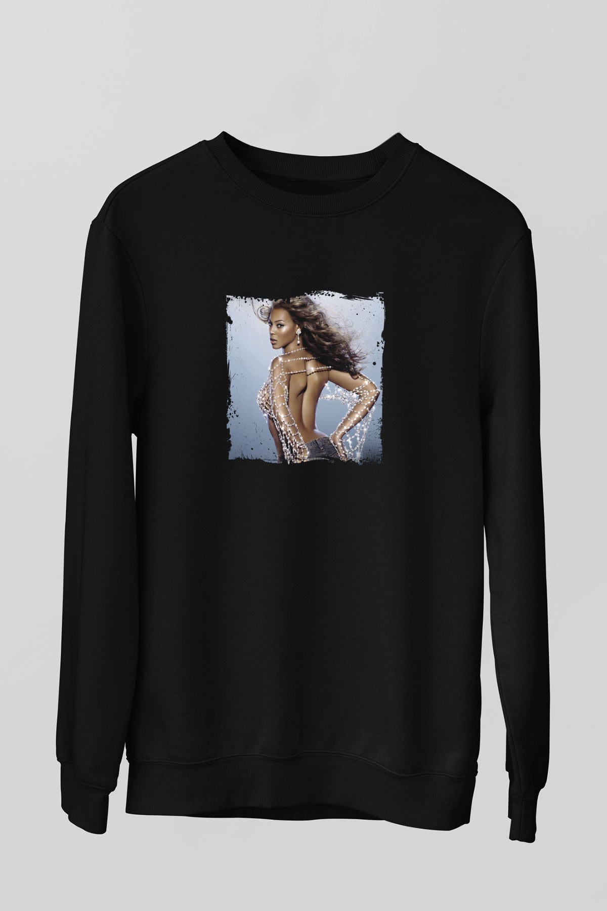 Beyonce Baskılı Unisex Siyah Sweatshirt