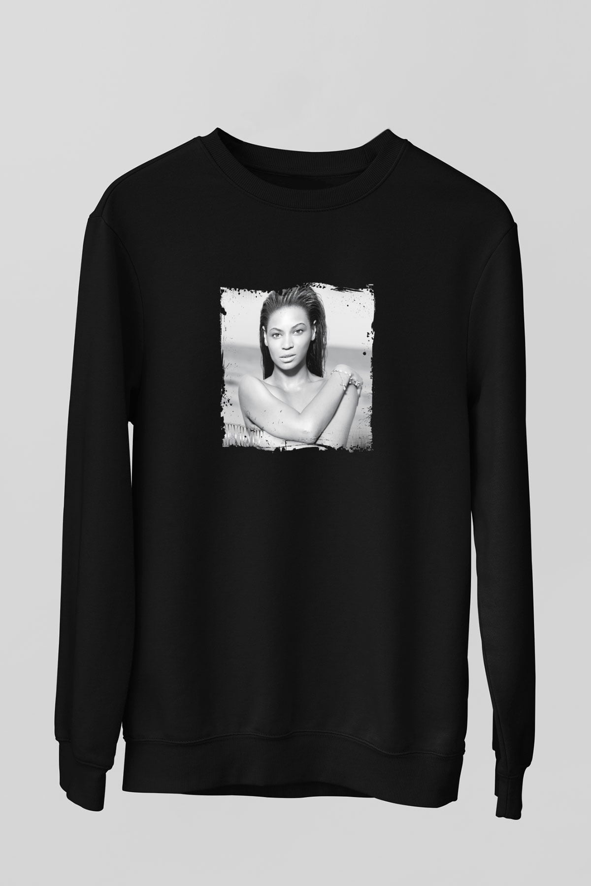 Beyonce Baskılı Unisex Siyah Sweatshirt