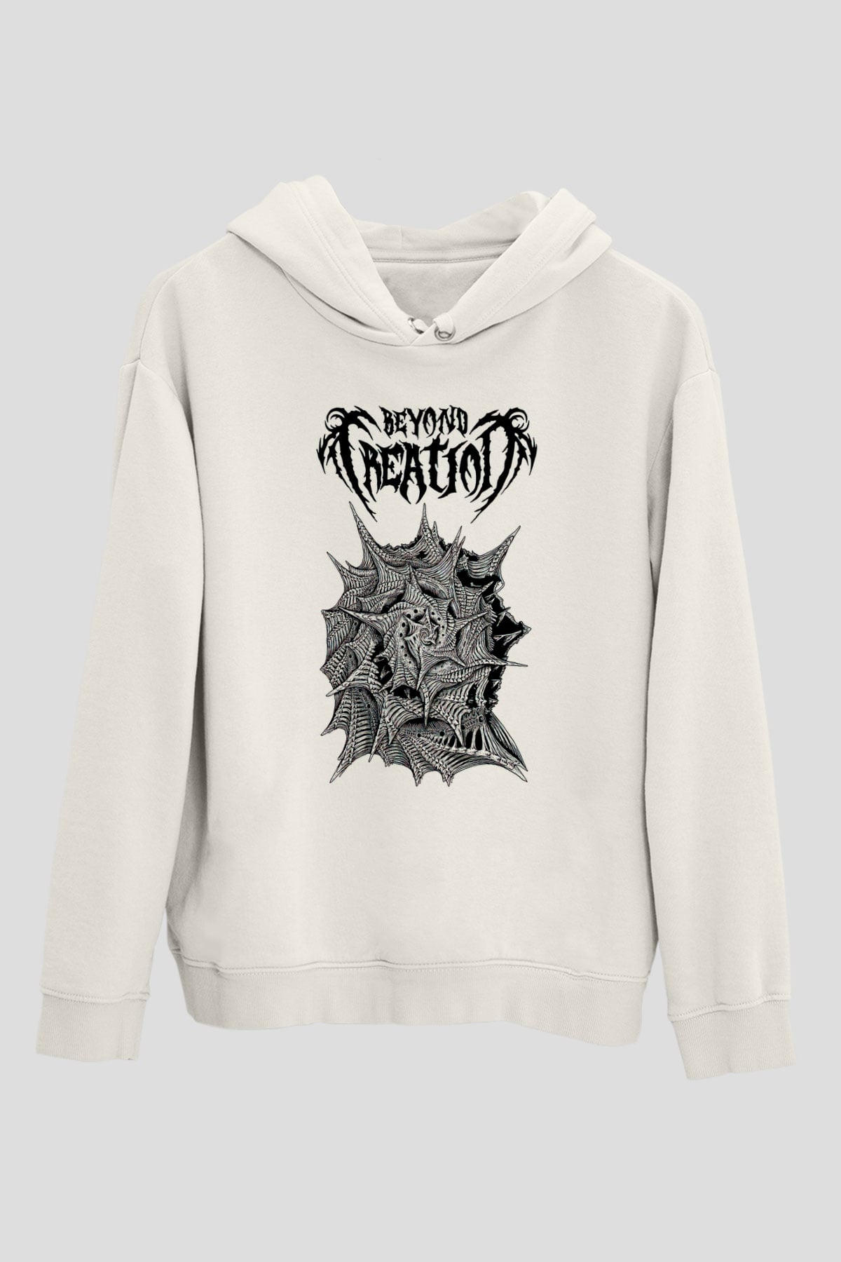 Beyond Creation Baskılı Beyaz Unisex Kapüşonlu Sweatshirt