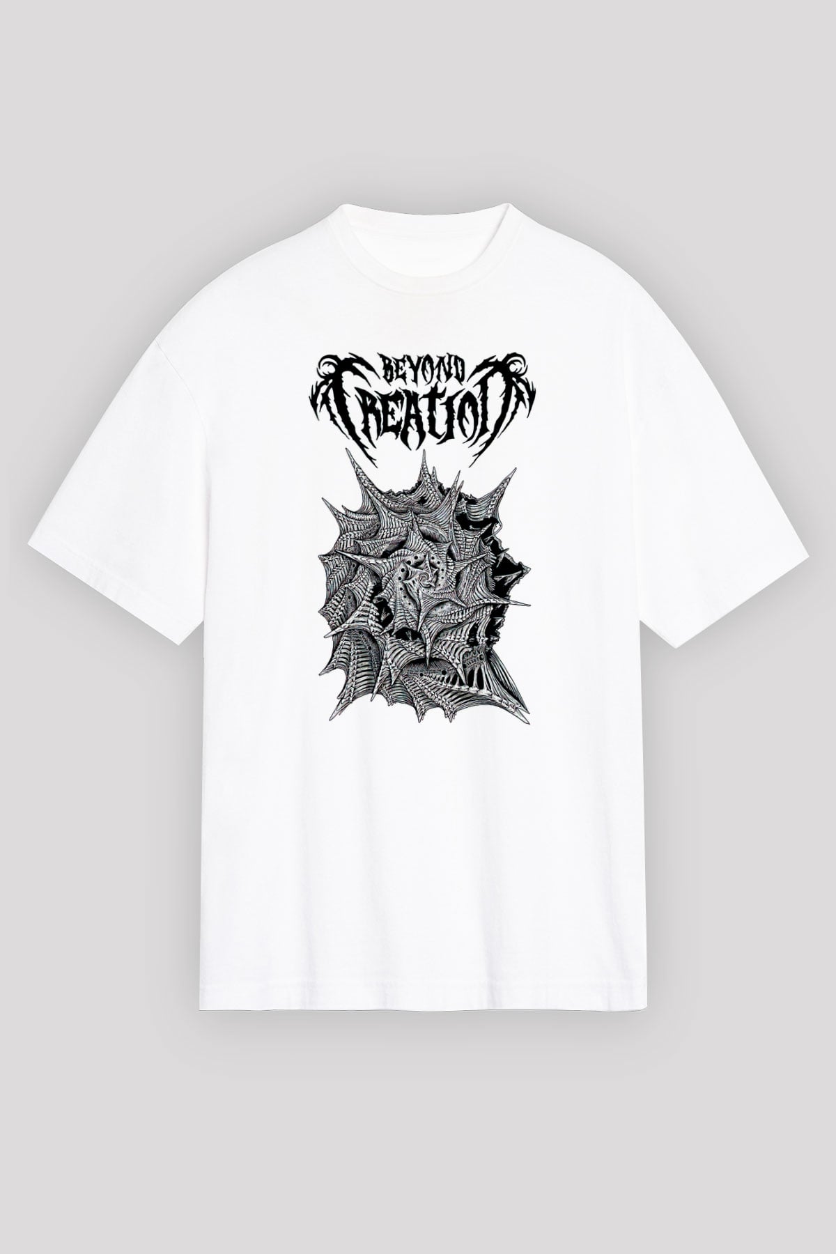 Beyond Creation Baskılı Beyaz Unisex Oversize Tişört - Tshirt