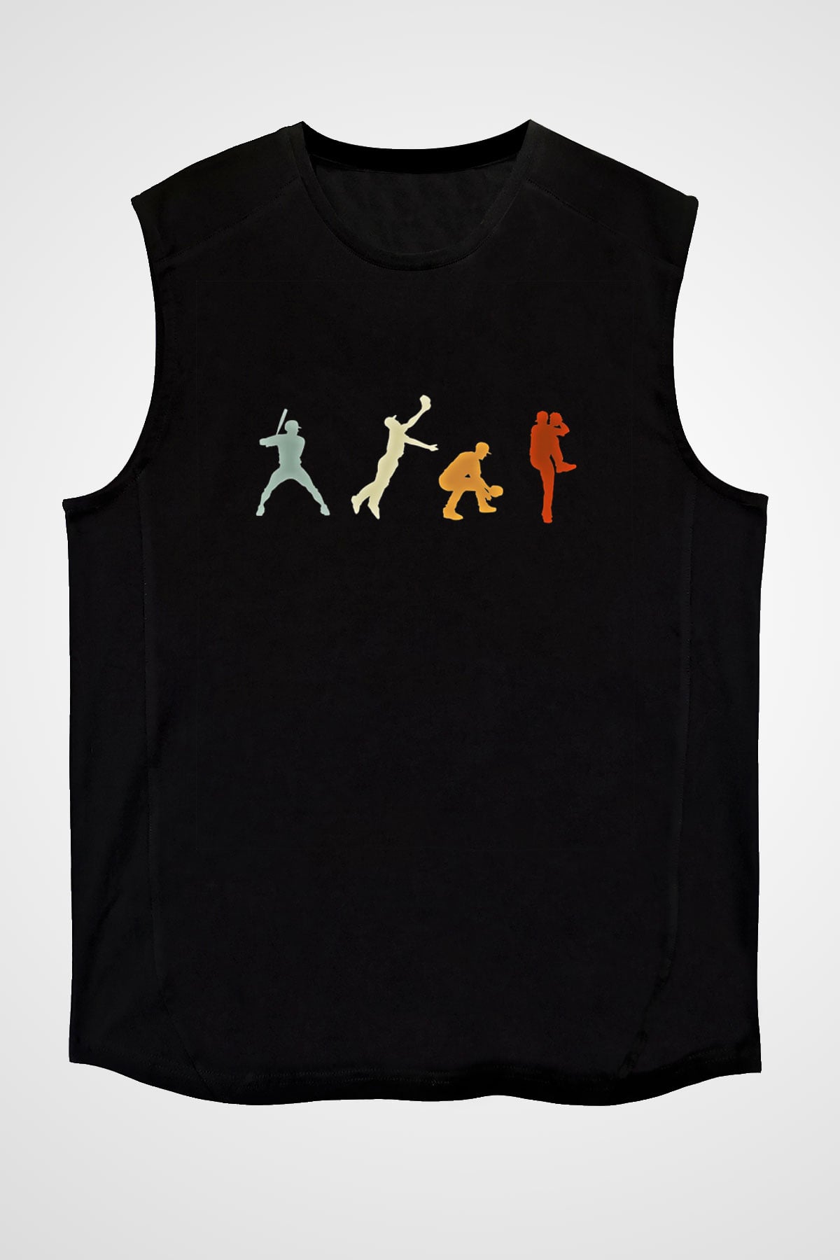 Beyzbol - Baseball Baskılı Unisex Siyah Kolsuz Tişört