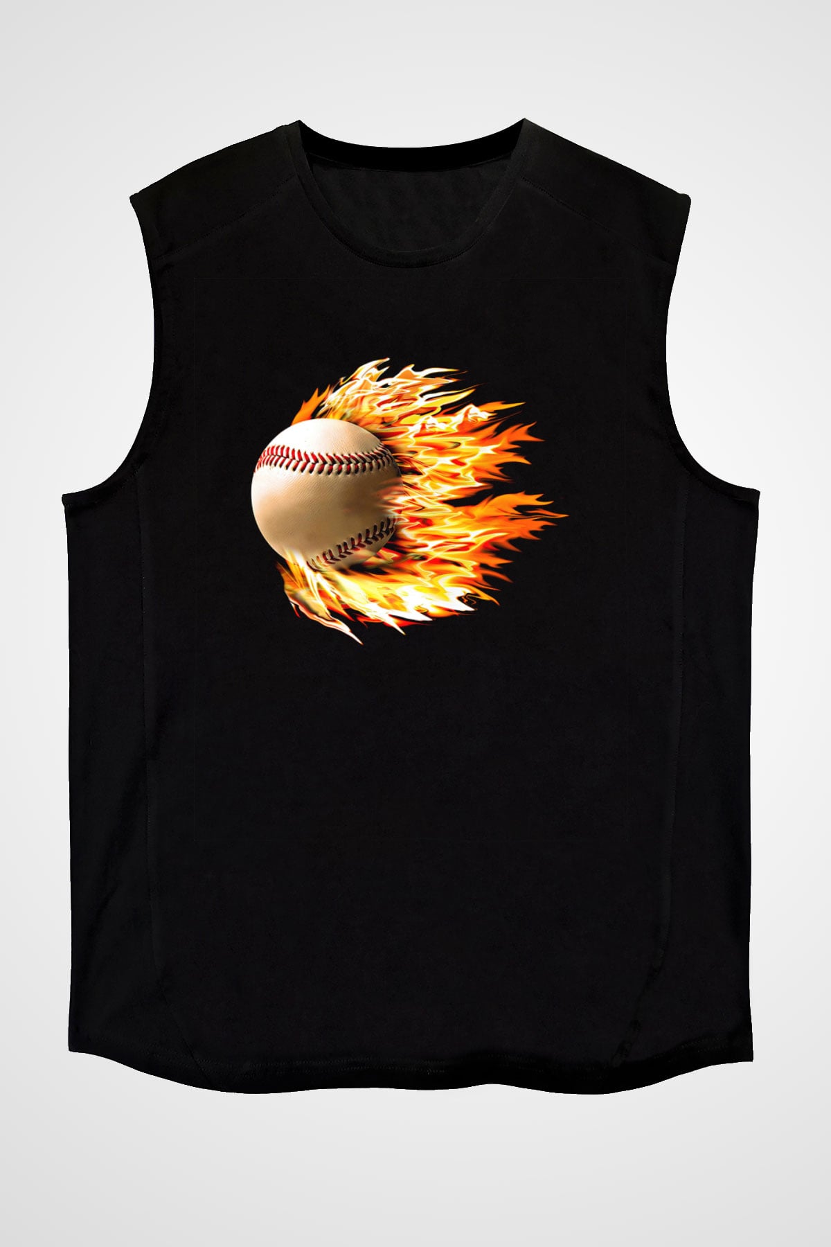 Beyzbol - Baseball Baskılı Unisex Siyah Kolsuz Tişört
