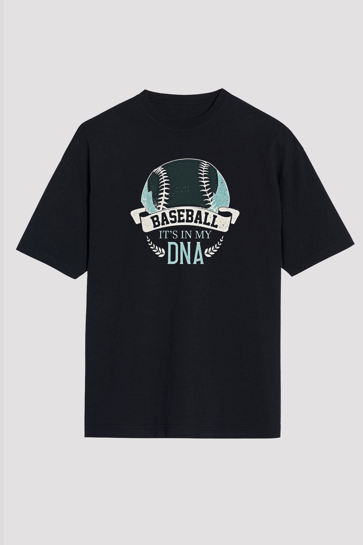 Beyzbol - Baseball Baskılı Unisex Siyah Oversize Tişört