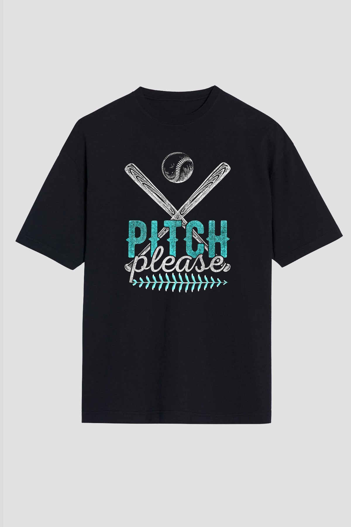 Beyzbol - Baseball Baskılı Unisex Siyah Oversize Tişört