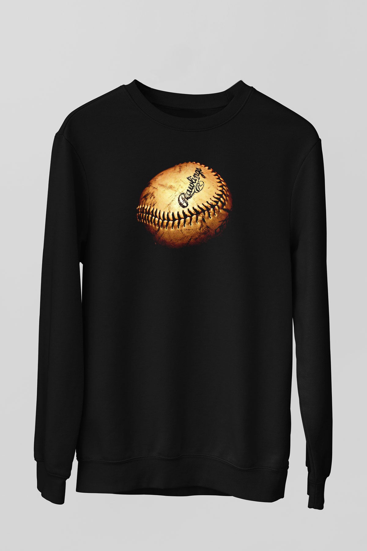 Beyzbol - Baseball Baskılı Unisex Siyah Sweatshirt
