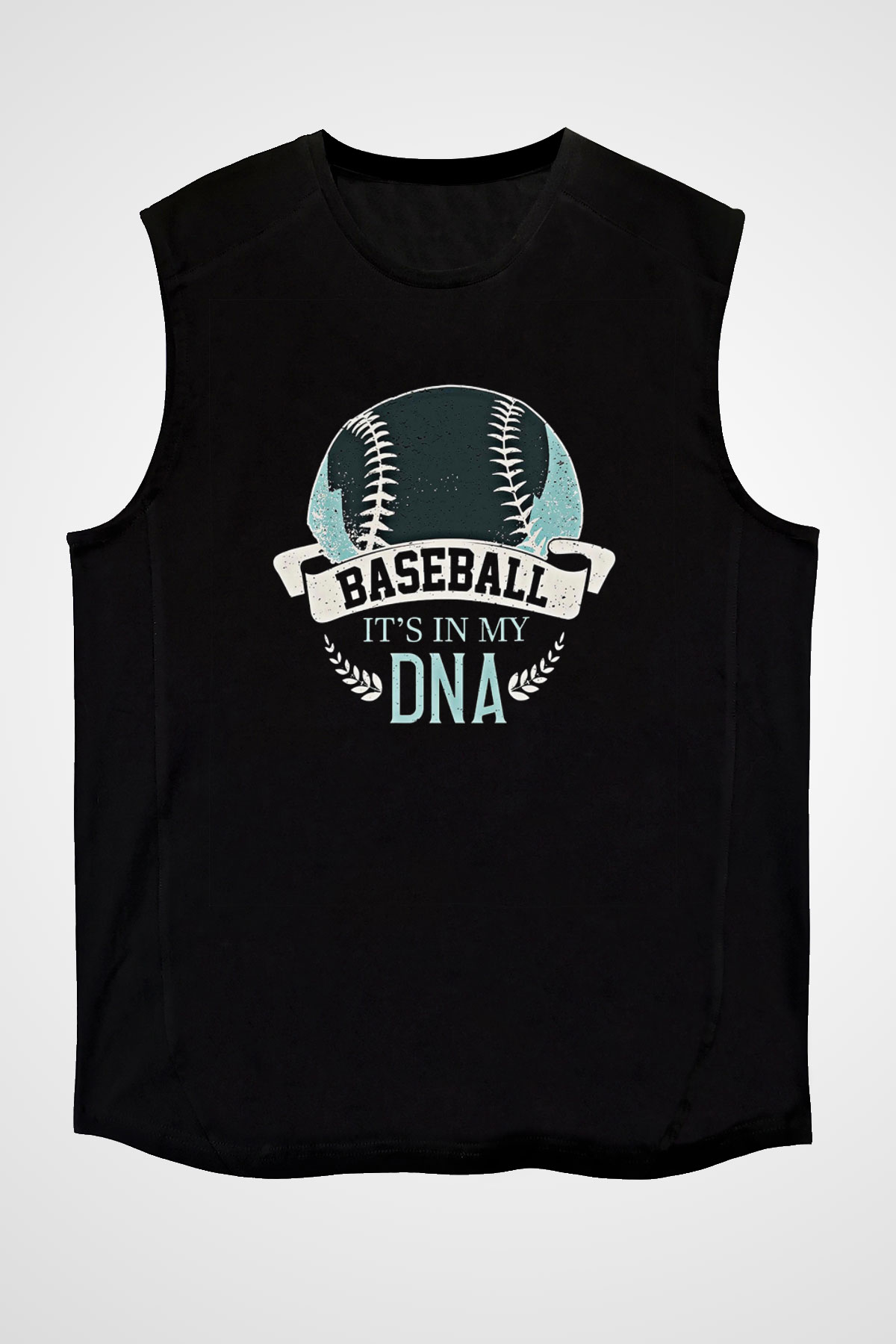 Beyzbol - Baseball Baskılı Unisex Siyah Kolsuz Tişört