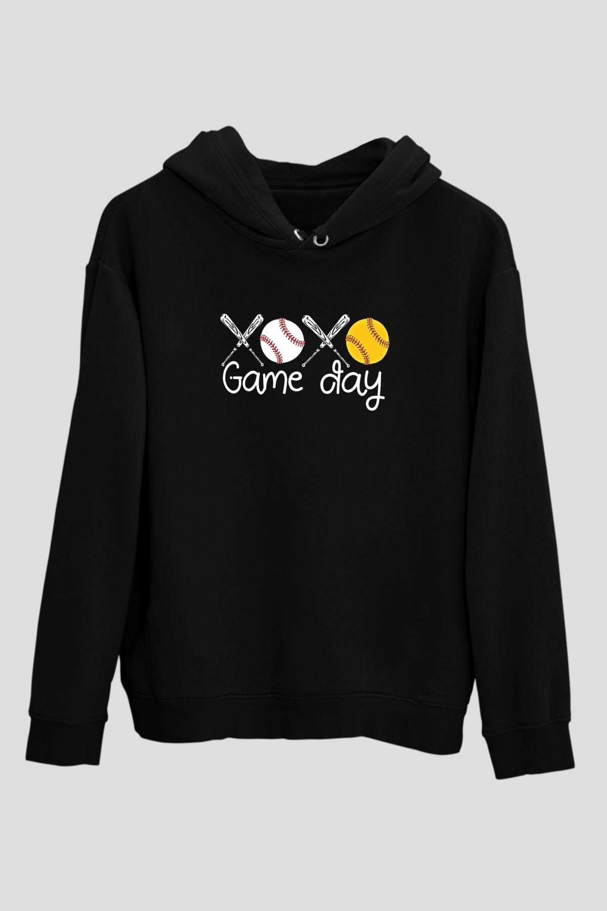 Beyzbol - Baseball Baskılı Unisex Siyah Hoodie