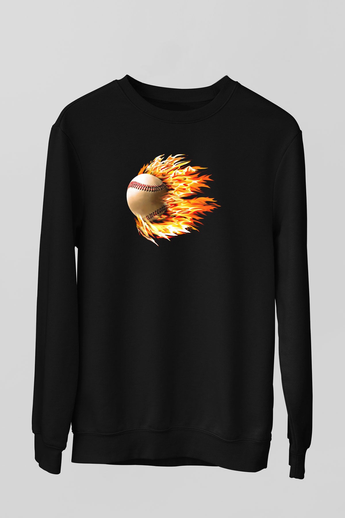 Beyzbol - Baseball Baskılı Unisex Siyah Sweatshirt