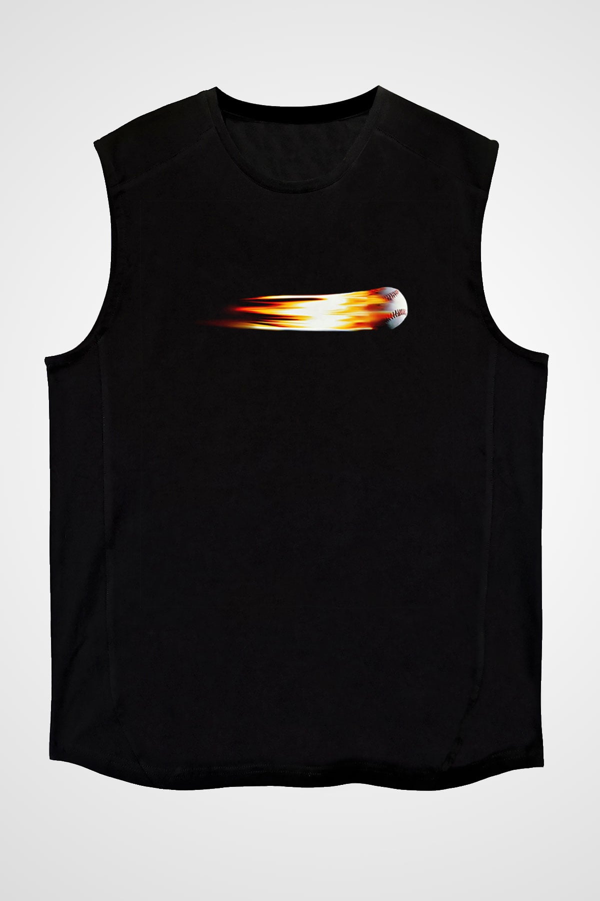 Beyzbol - Baseball Baskılı Unisex Siyah Kolsuz Tişört