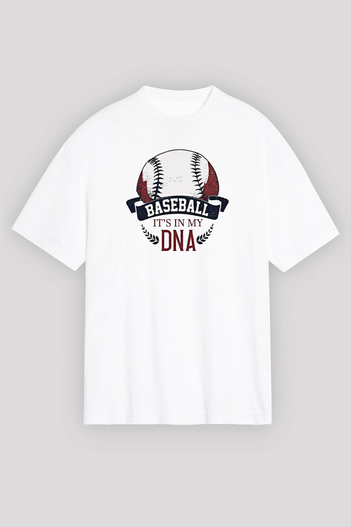 Beyzbol Baskılı Unisex Beyaz Oversize Tişört - Tshirt