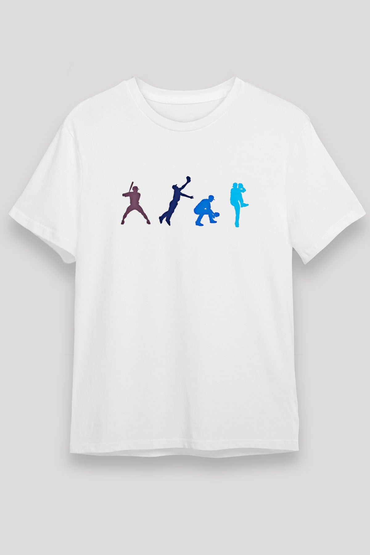 Beyzbol Baskılı Unisex Beyaz Tişört - Tshirt
