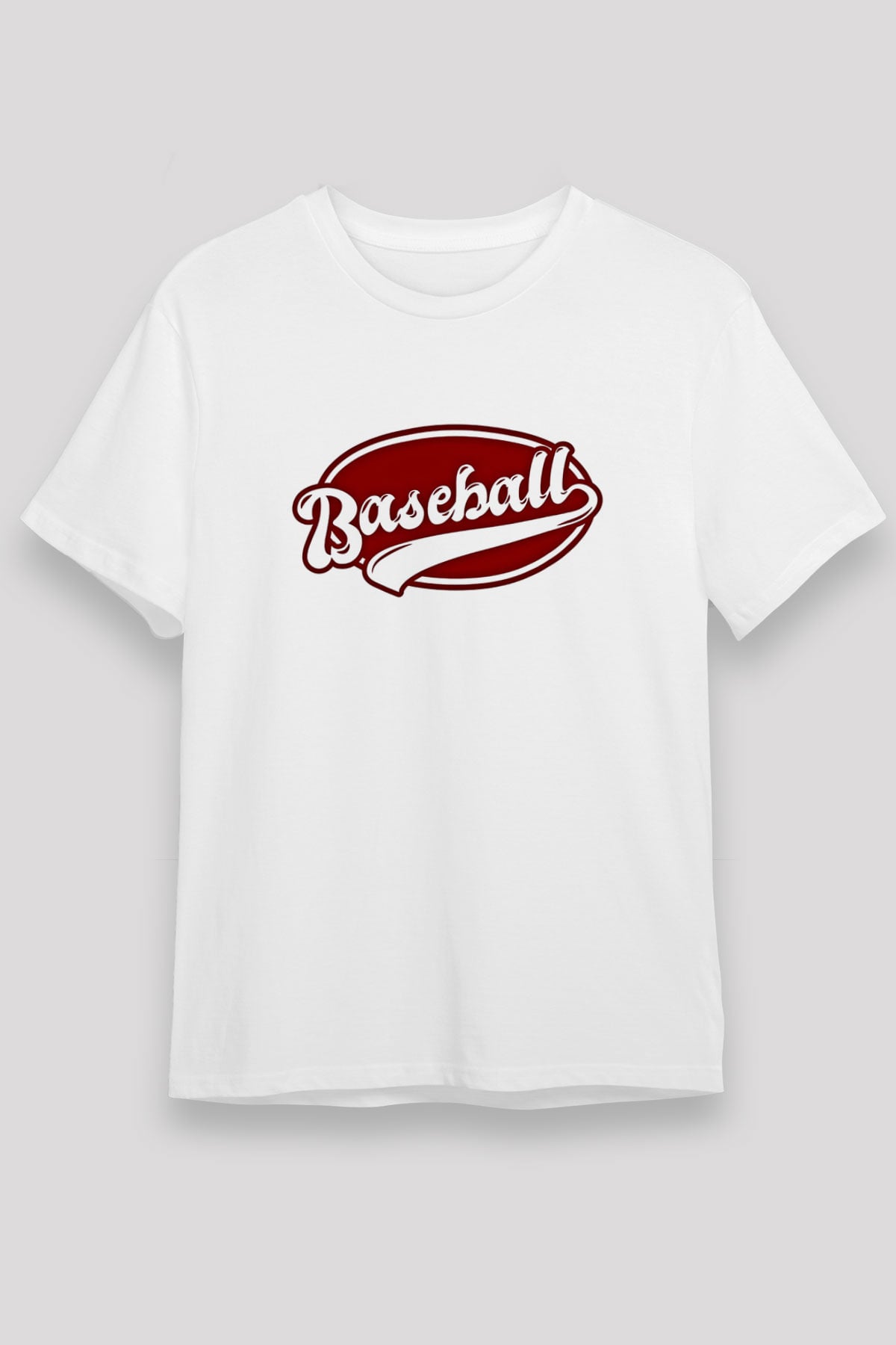 Beyzbol Baskılı Unisex Beyaz Tişört - Tshirt