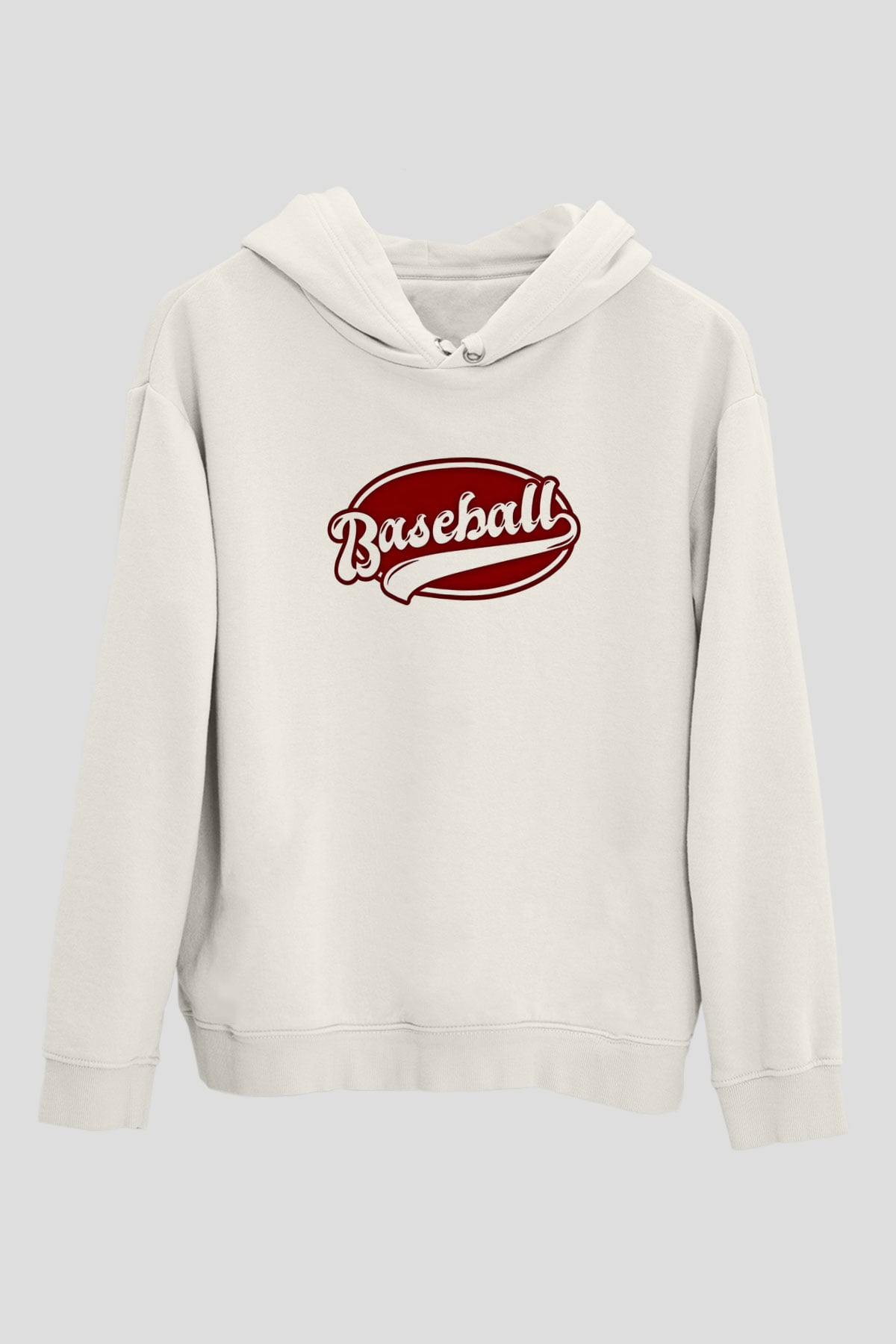 Beyzbol Baskılı Unisex Ekru Hoodie