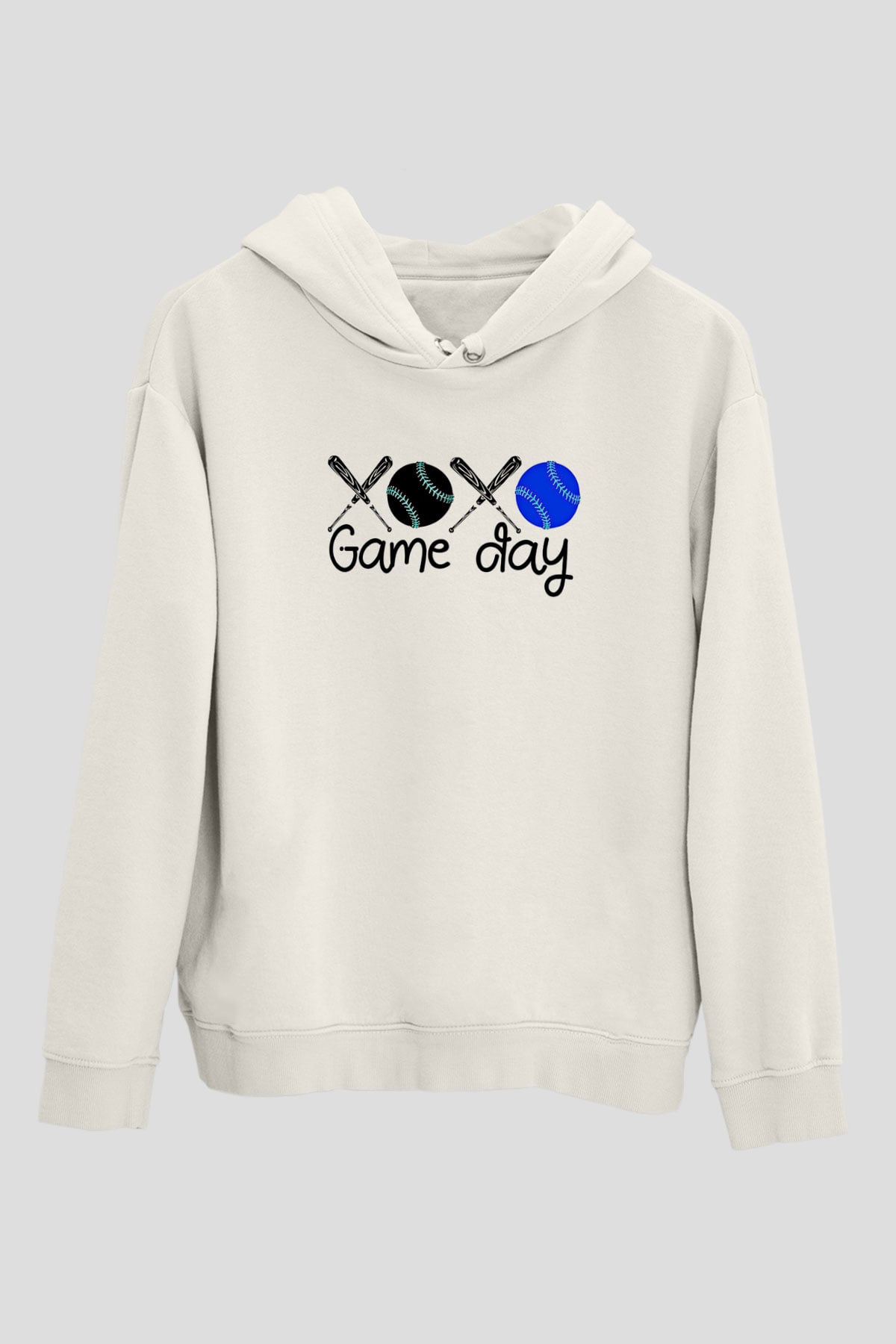 Beyzbol Baskılı Unisex Ekru Hoodie