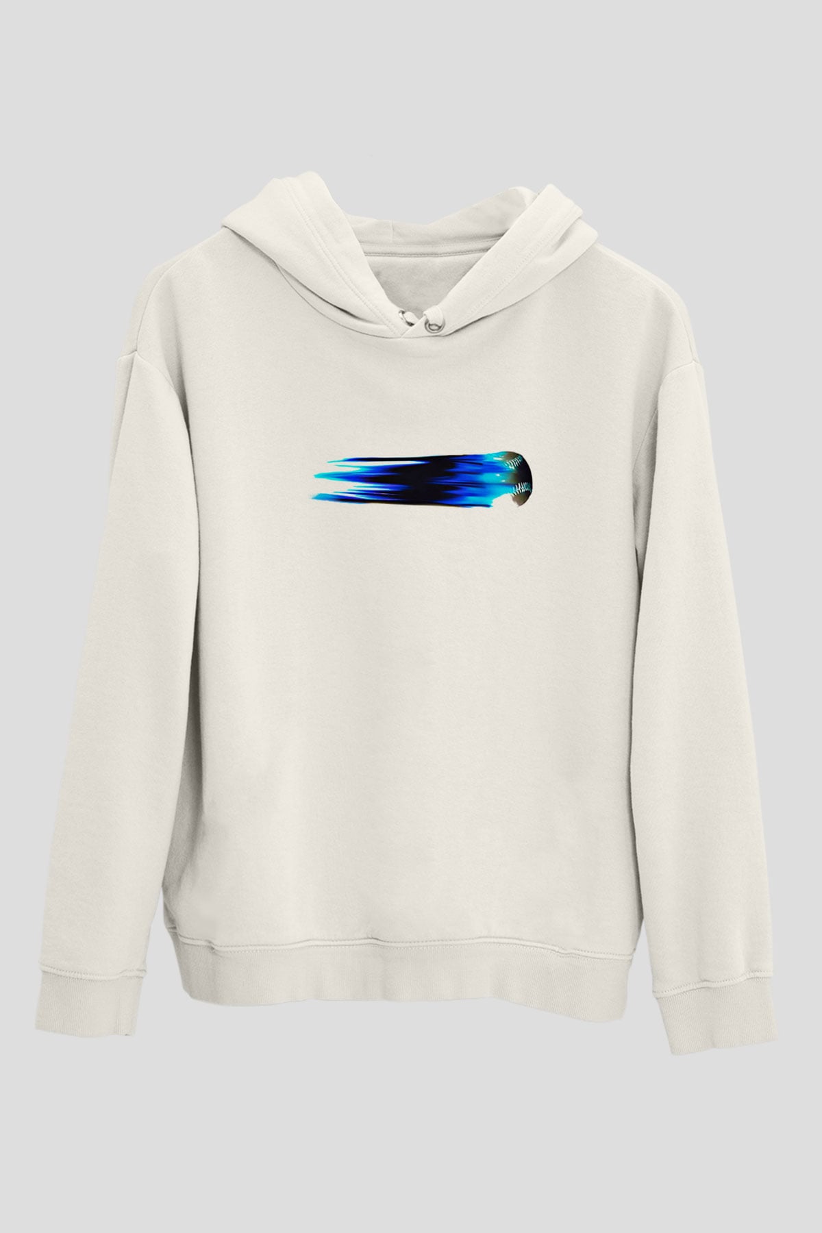 Beyzbol Baskılı Unisex Ekru Hoodie