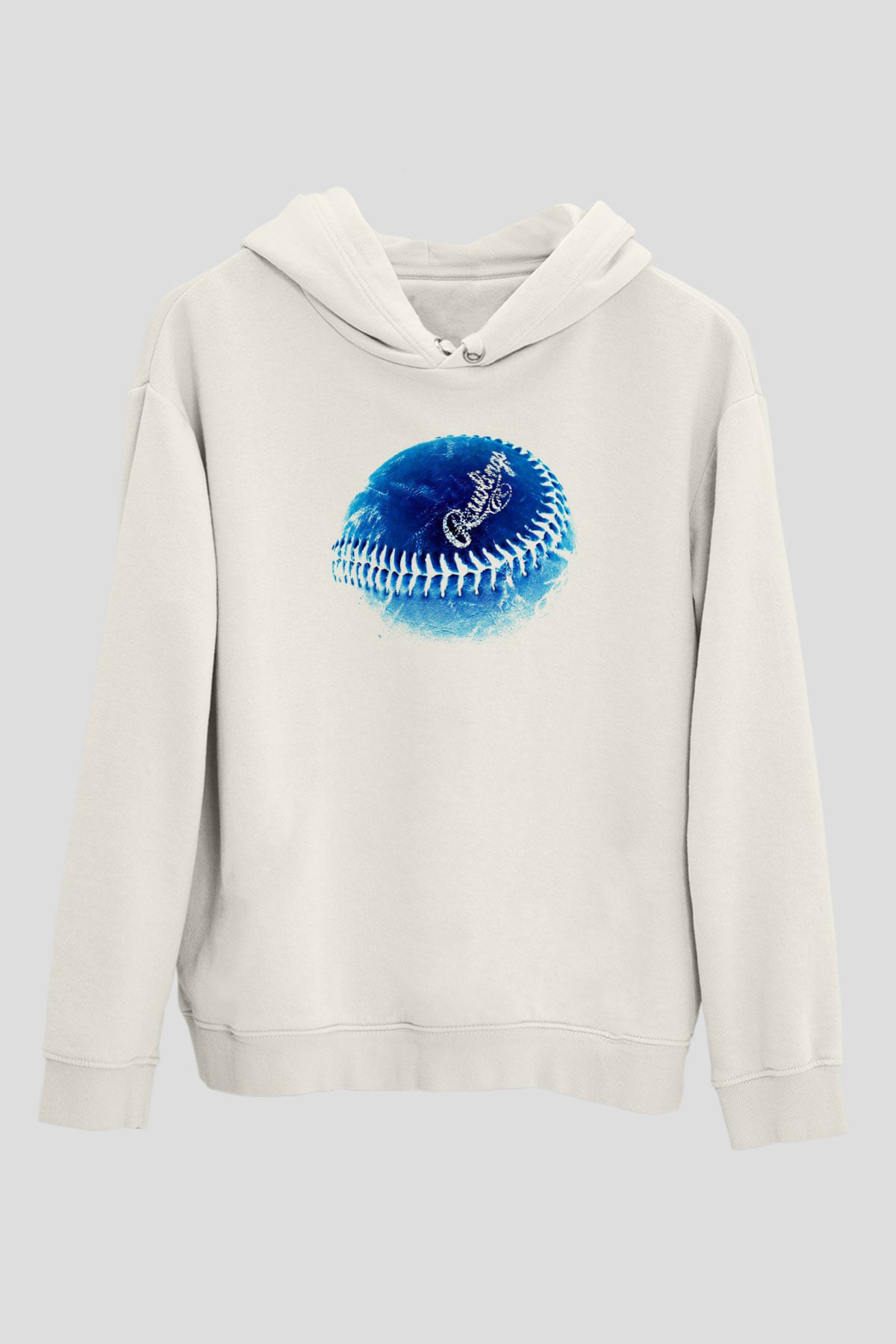 Beyzbol Baskılı Unisex Ekru Hoodie