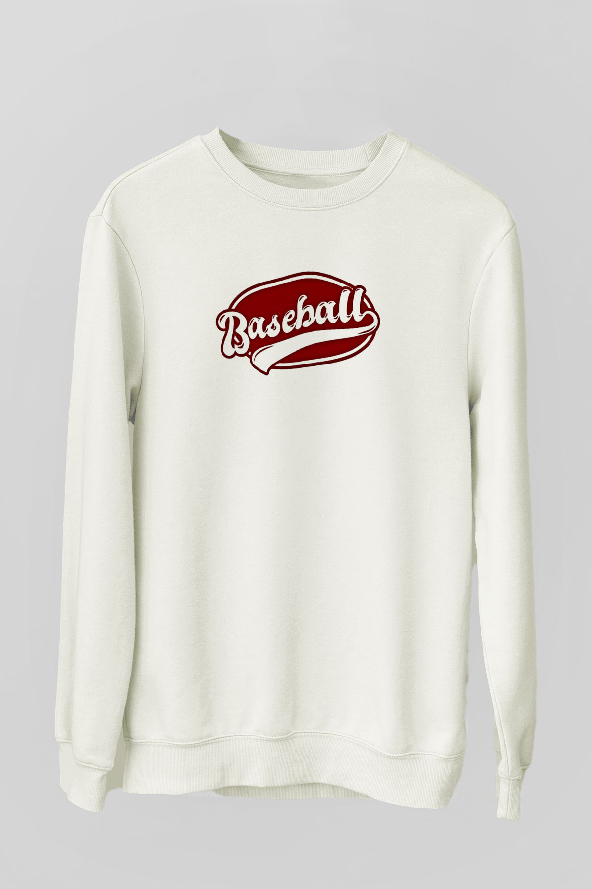 Beyzbol Baskılı Unisex Ekru Sweatshirt