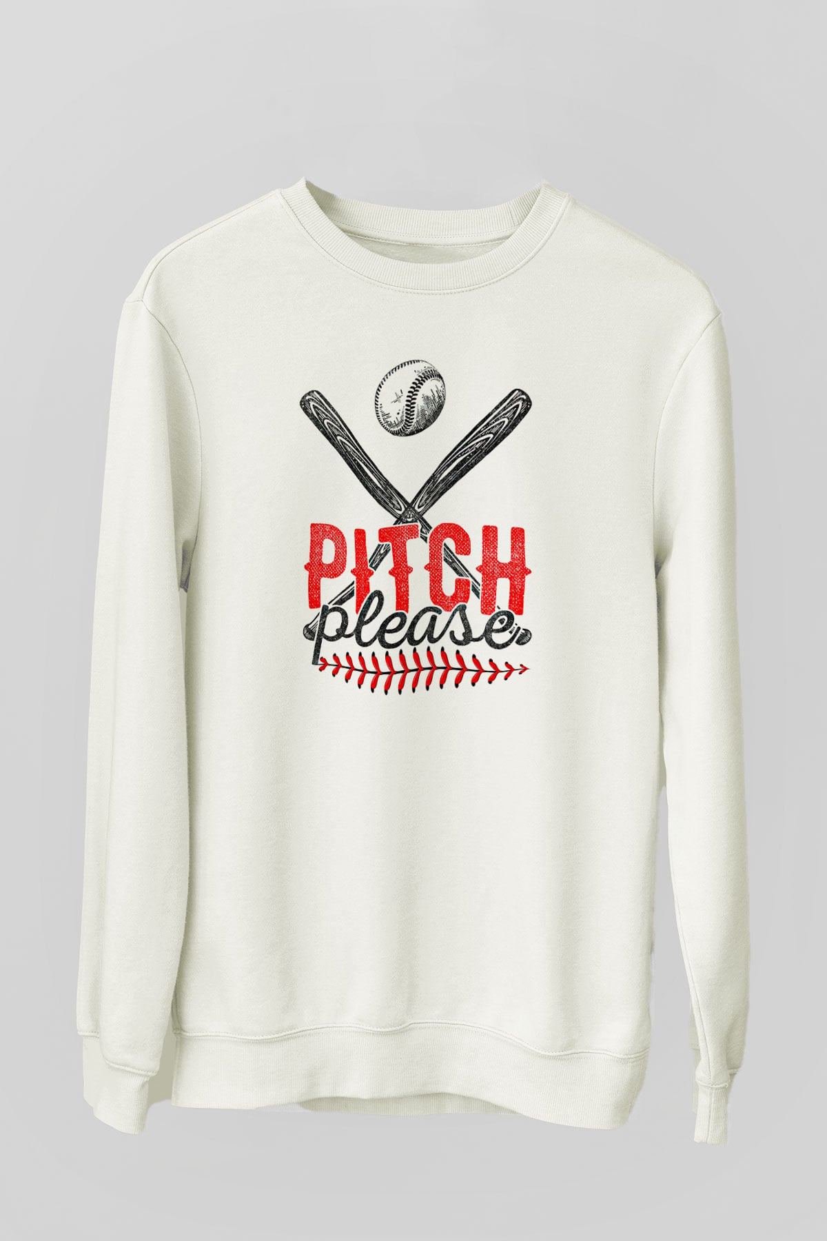 Beyzbol Baskılı Unisex Ekru Sweatshirt
