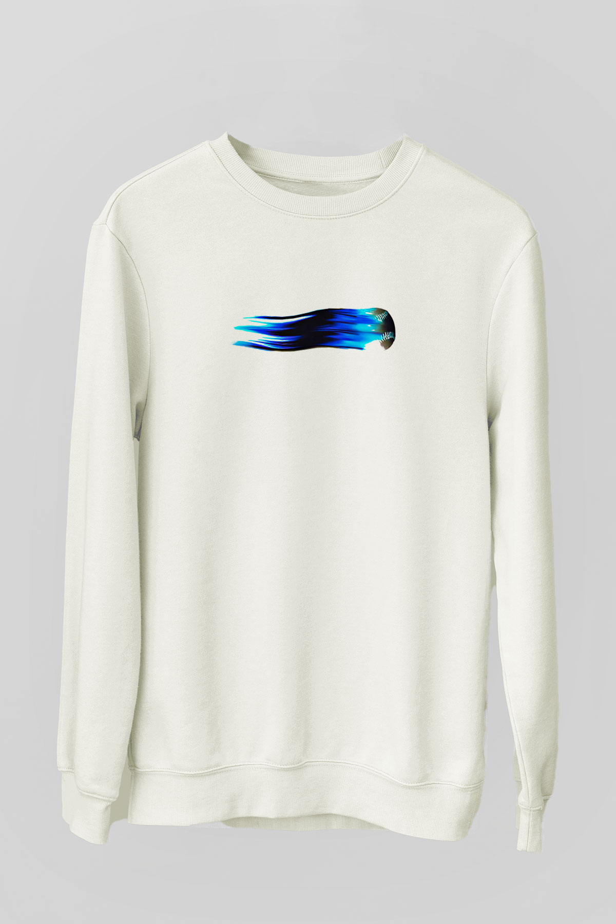 Beyzbol Baskılı Unisex Ekru Sweatshirt