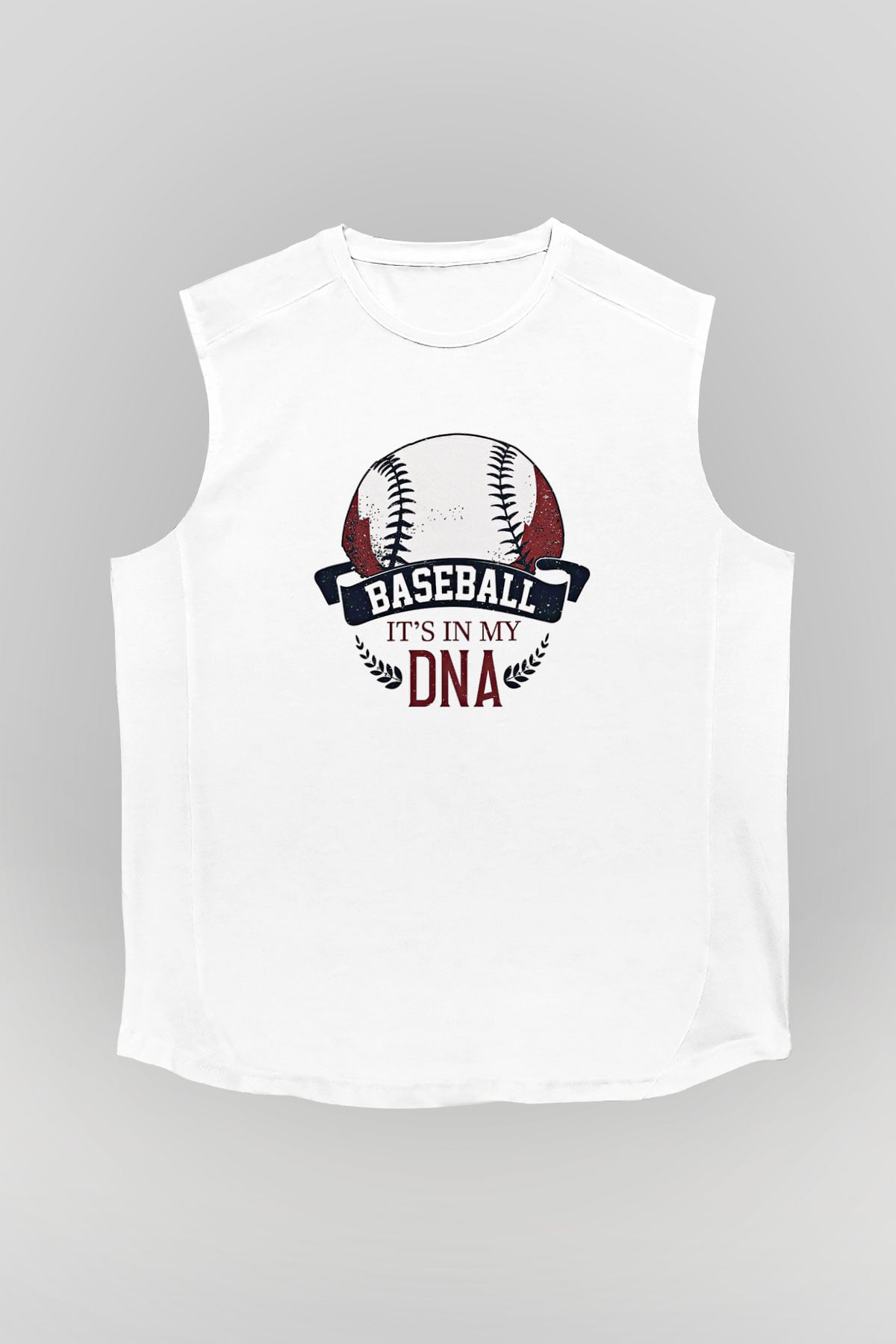 Beyzbol Baskılı Unisex Kolsuz Beyaz Tişört