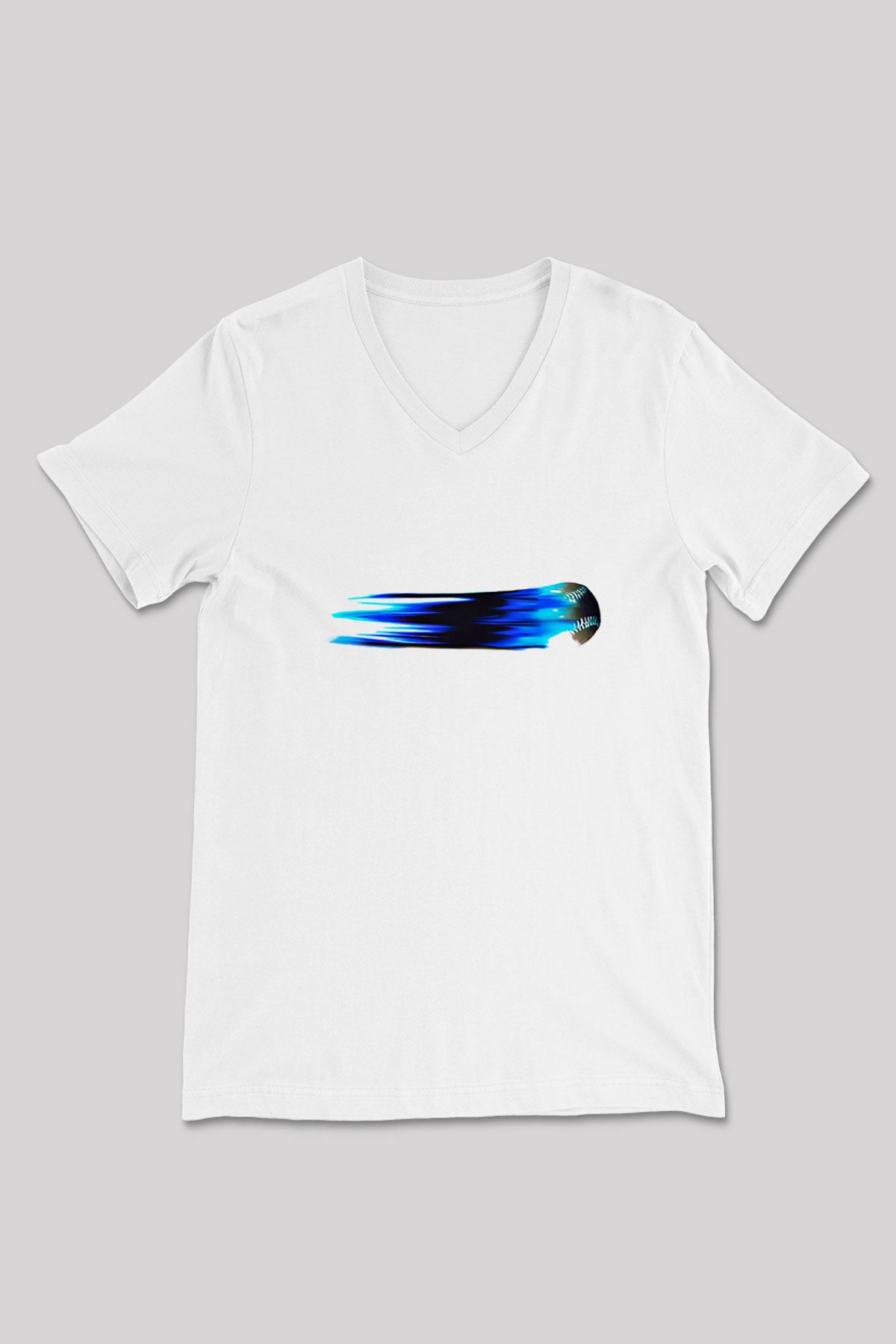 Beyzbol Baskılı Unisex V Yaka Tişört - Tshirt