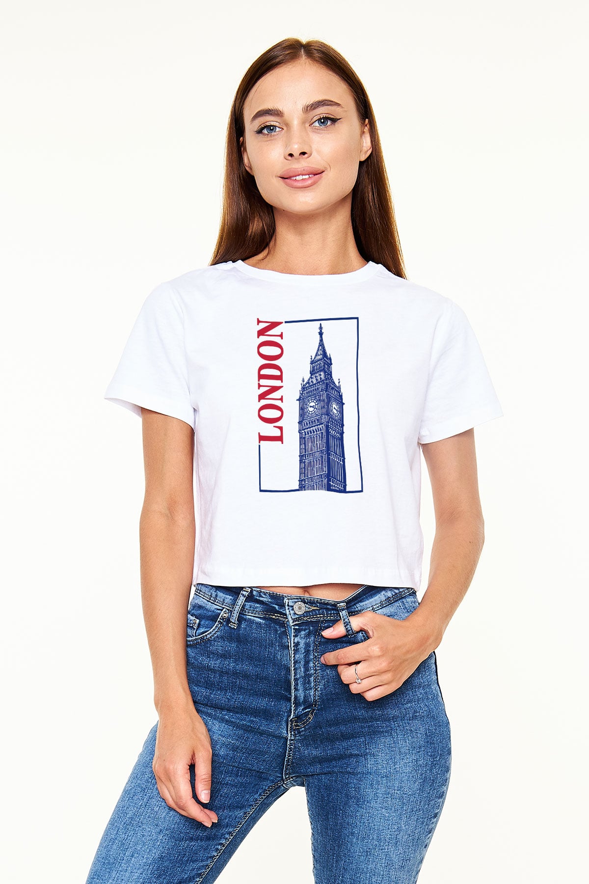 Big Ben Beyaz  Crop Top Tişört