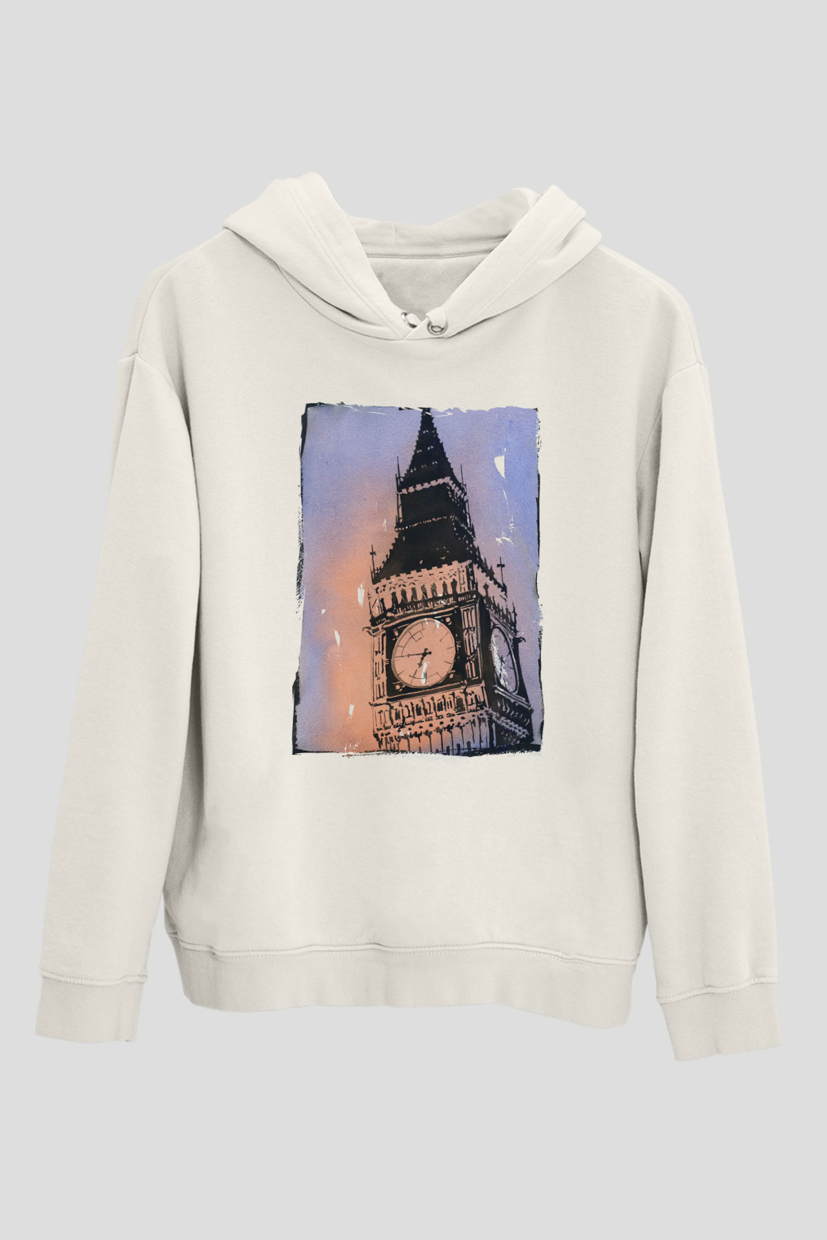 Big Ben Beyaz Unisex Hoodie