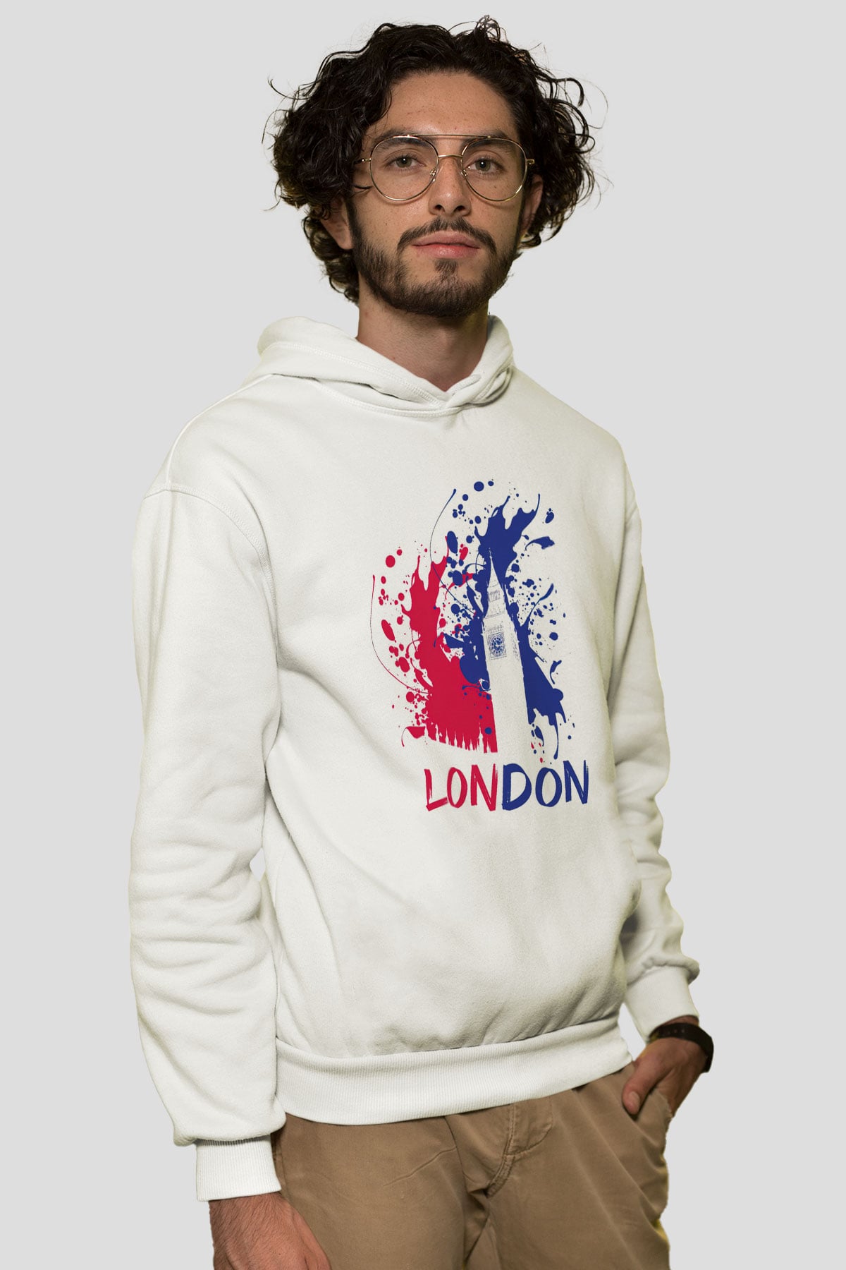 Big Ben Beyaz Unisex Hoodie