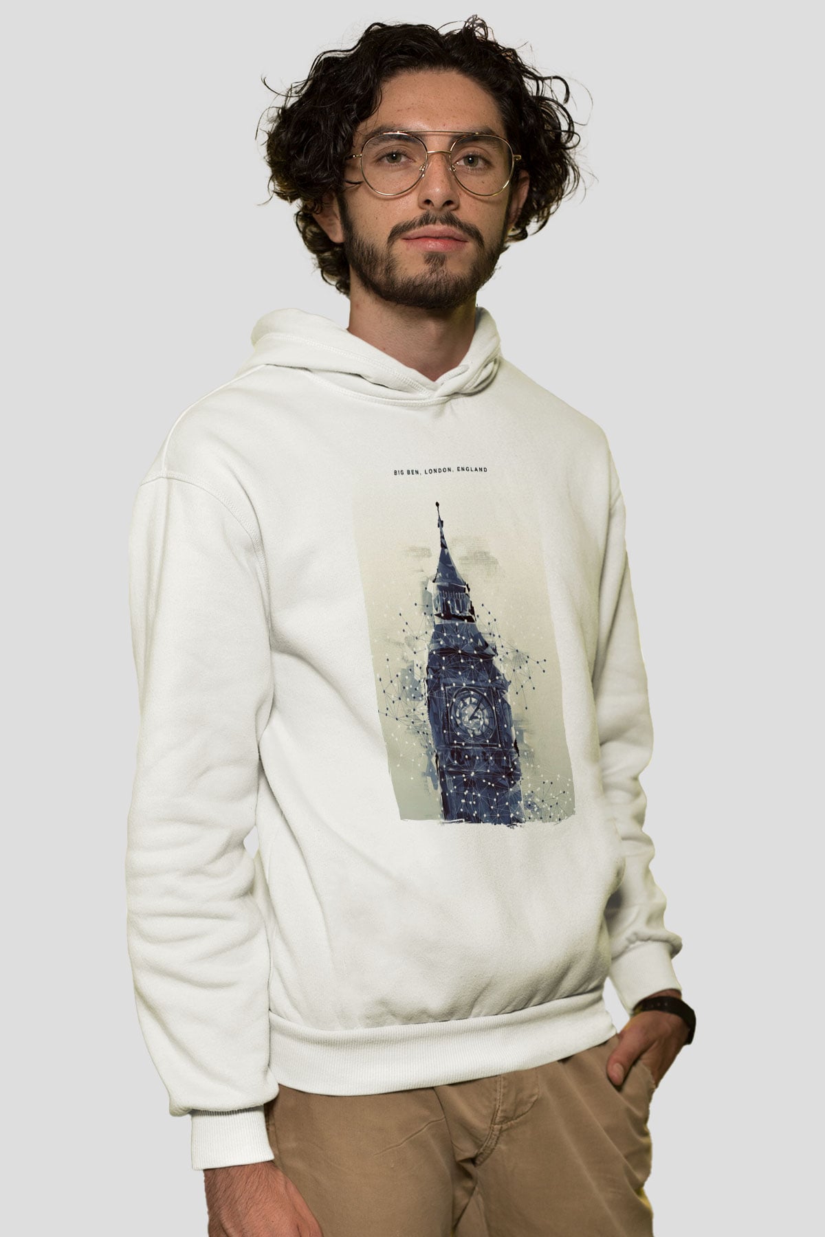 Big Ben Beyaz Unisex Hoodie