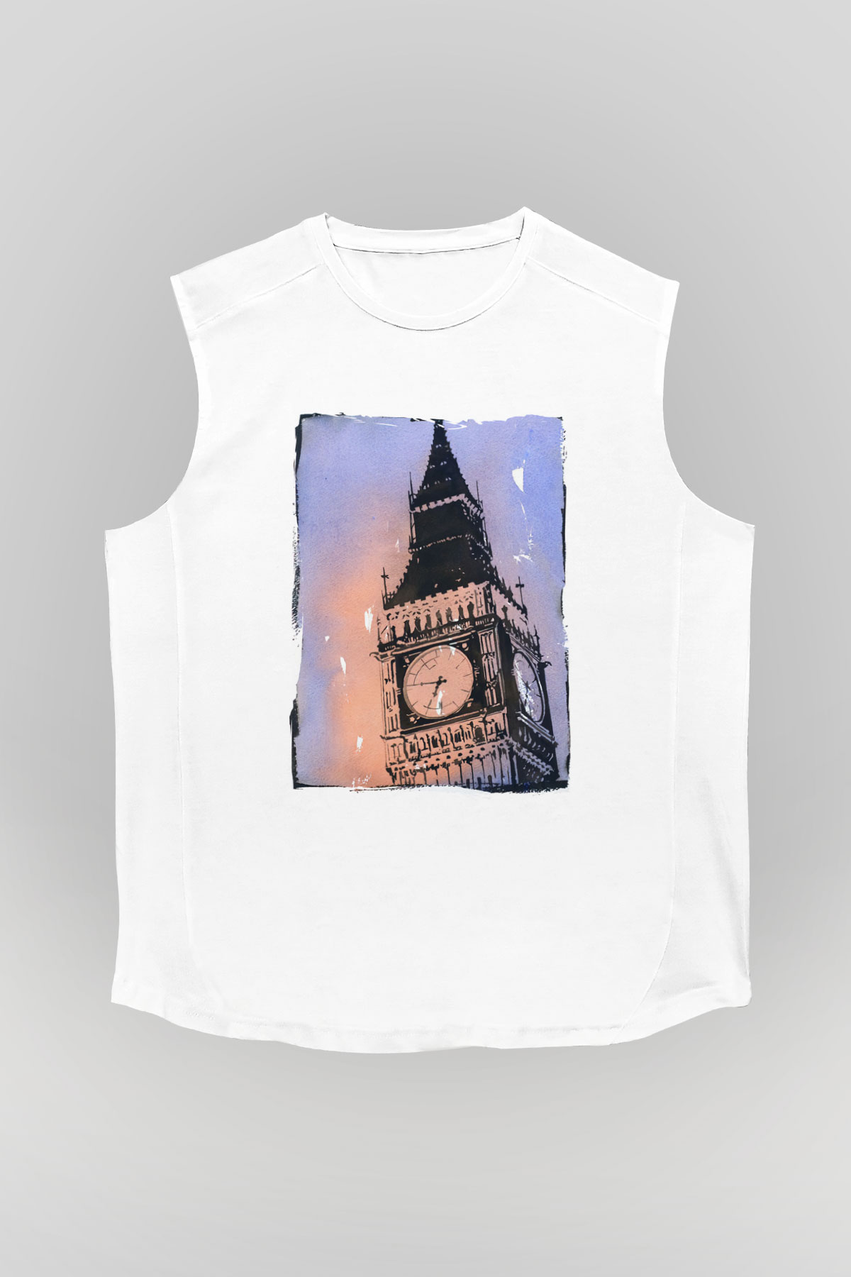 Big Ben Beyaz Unisex Kolsuz Tişört