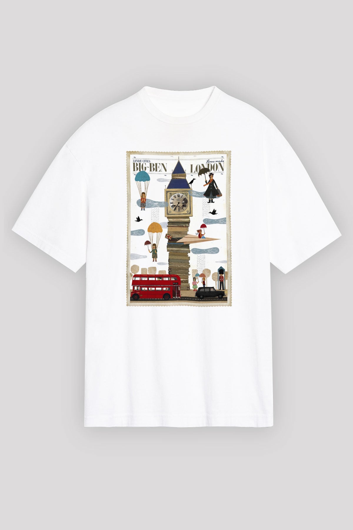 Big Ben Beyaz Unisex Oversize Tişört T-Shirt
